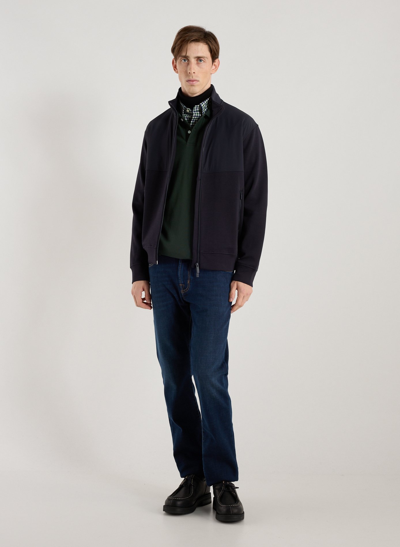 Sweatshirt droit bi matière en coton mélangé ARMANI EXCHANGE Bleu