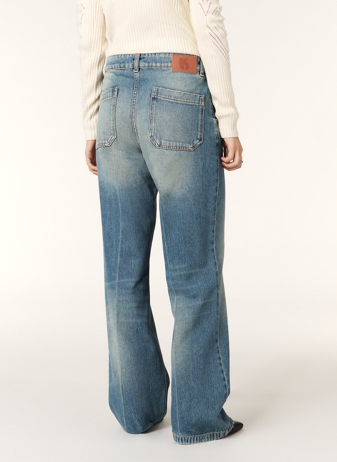 Jean large délavé en coton vecchi BA&SH Bleu