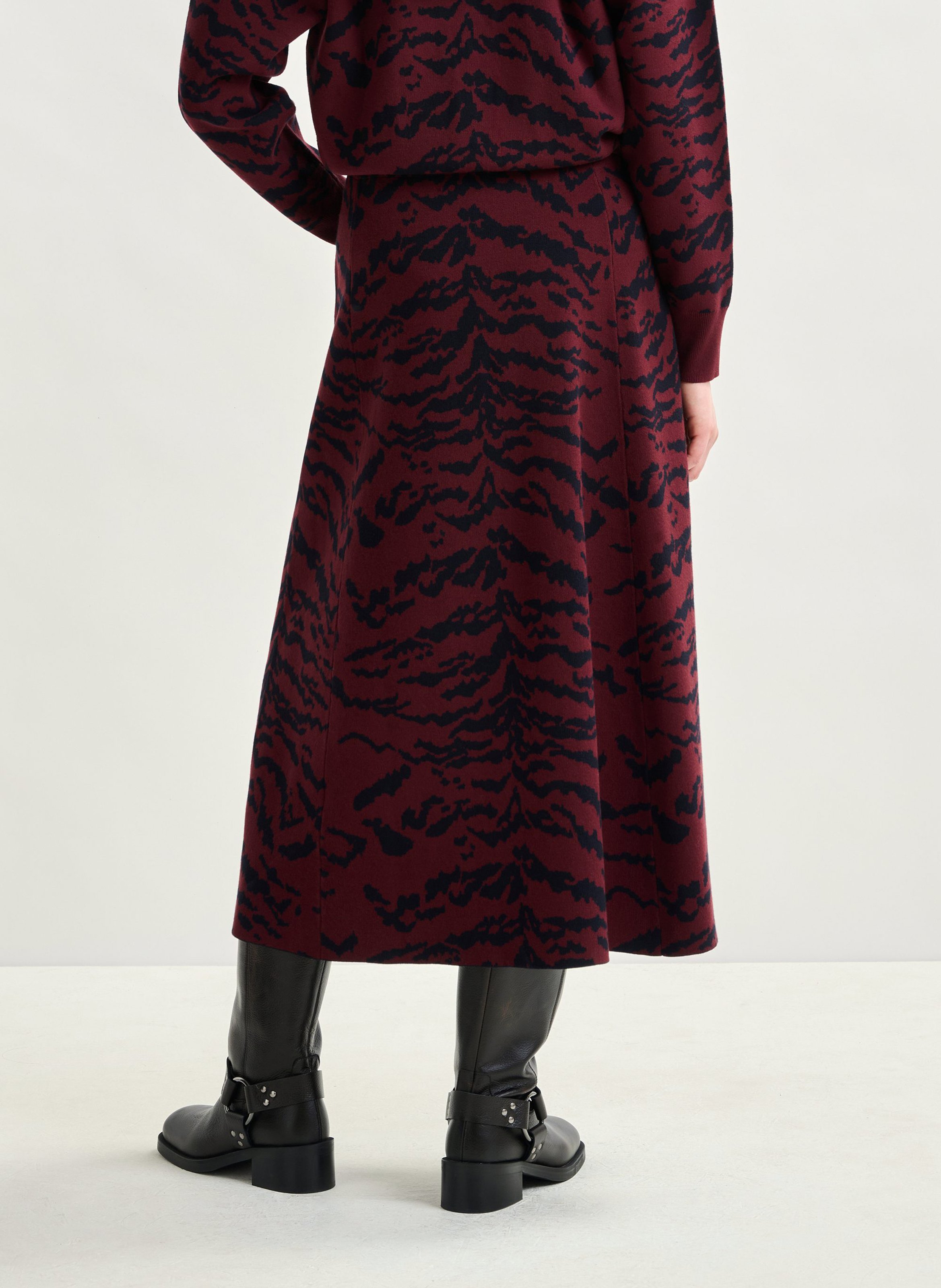 Jupe midi imprimé tigre Italicca ESSENTIEL ANTWERP Rouge