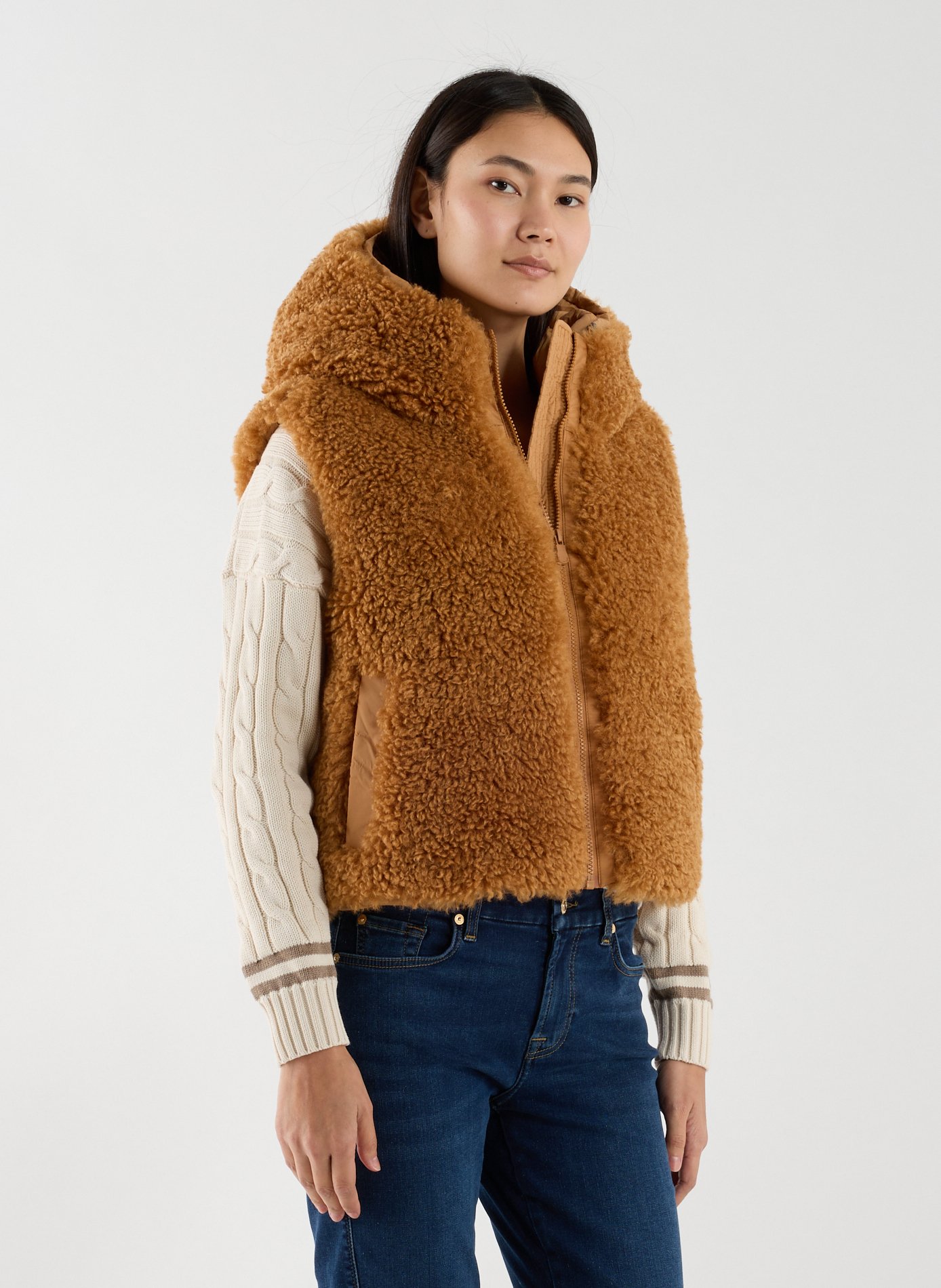 Sleeveless Hooded Jacket SAVE THE DUCK Brown