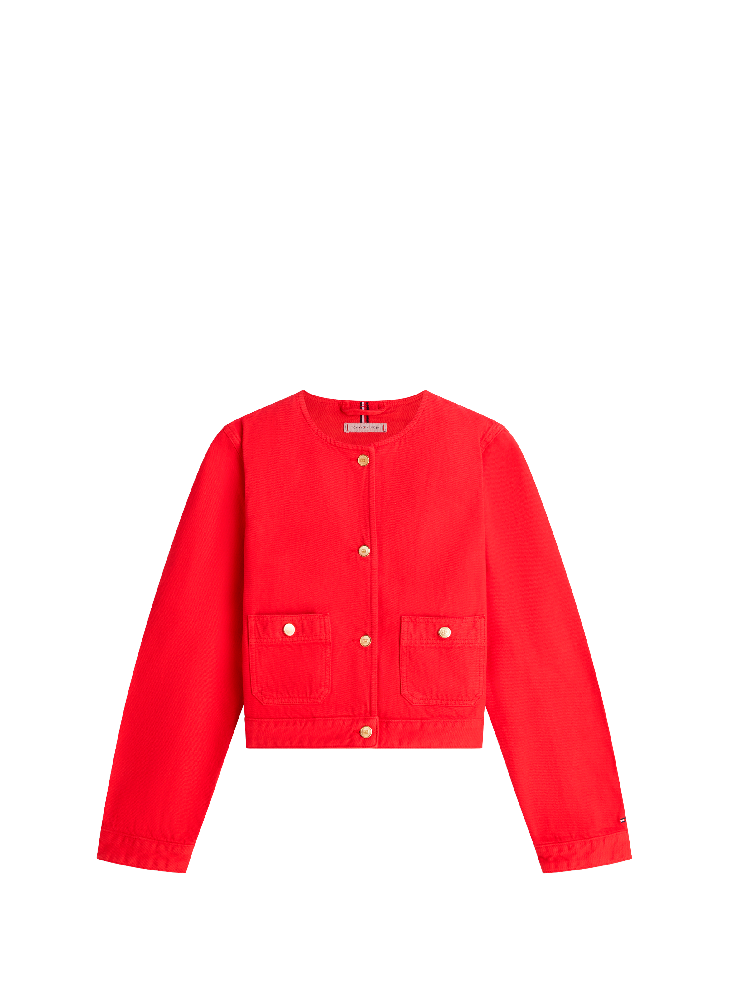Cotton denim straight jacket TOMMY HILFIGER Red