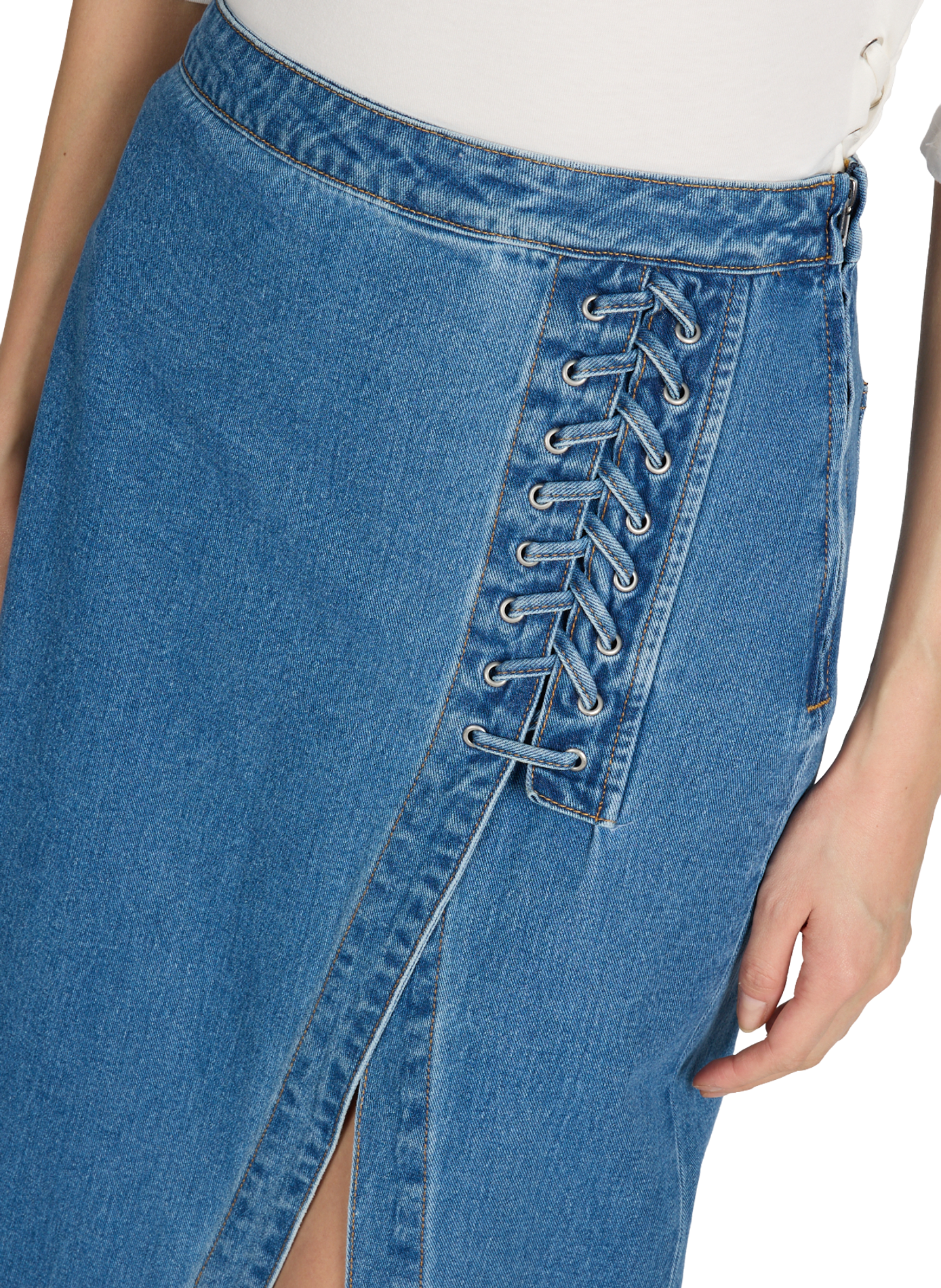 Midi cotton denim skirt by Vigarcia VILA Blue