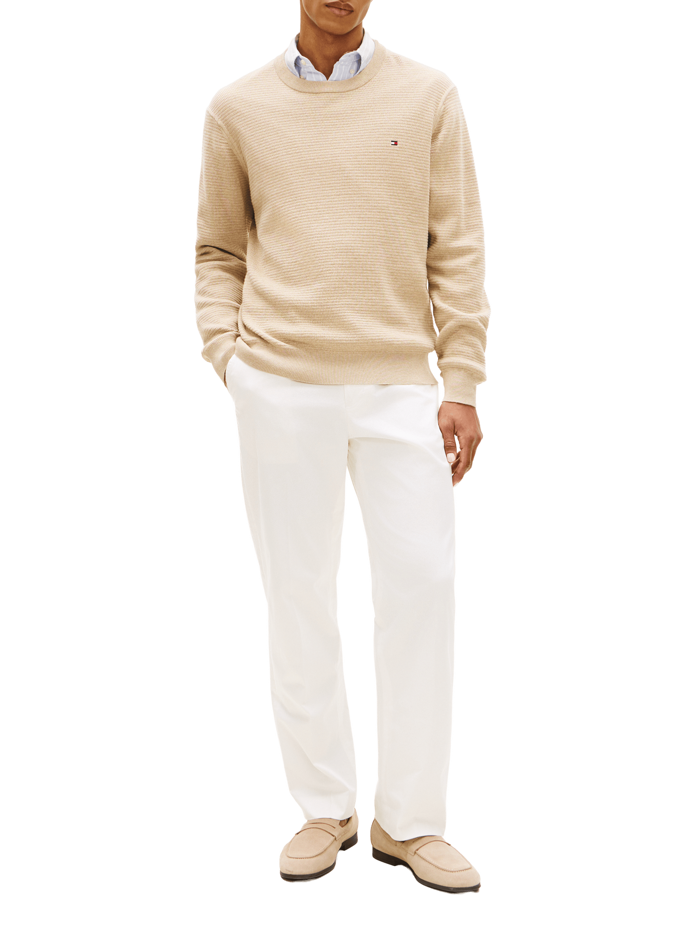 Ribbed cotton jumper TOMMY HILFIGER Beige