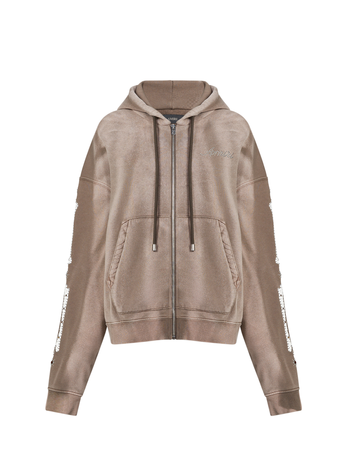 Oversized zip-up sweatshirt with cotton studs AMIRI Brown