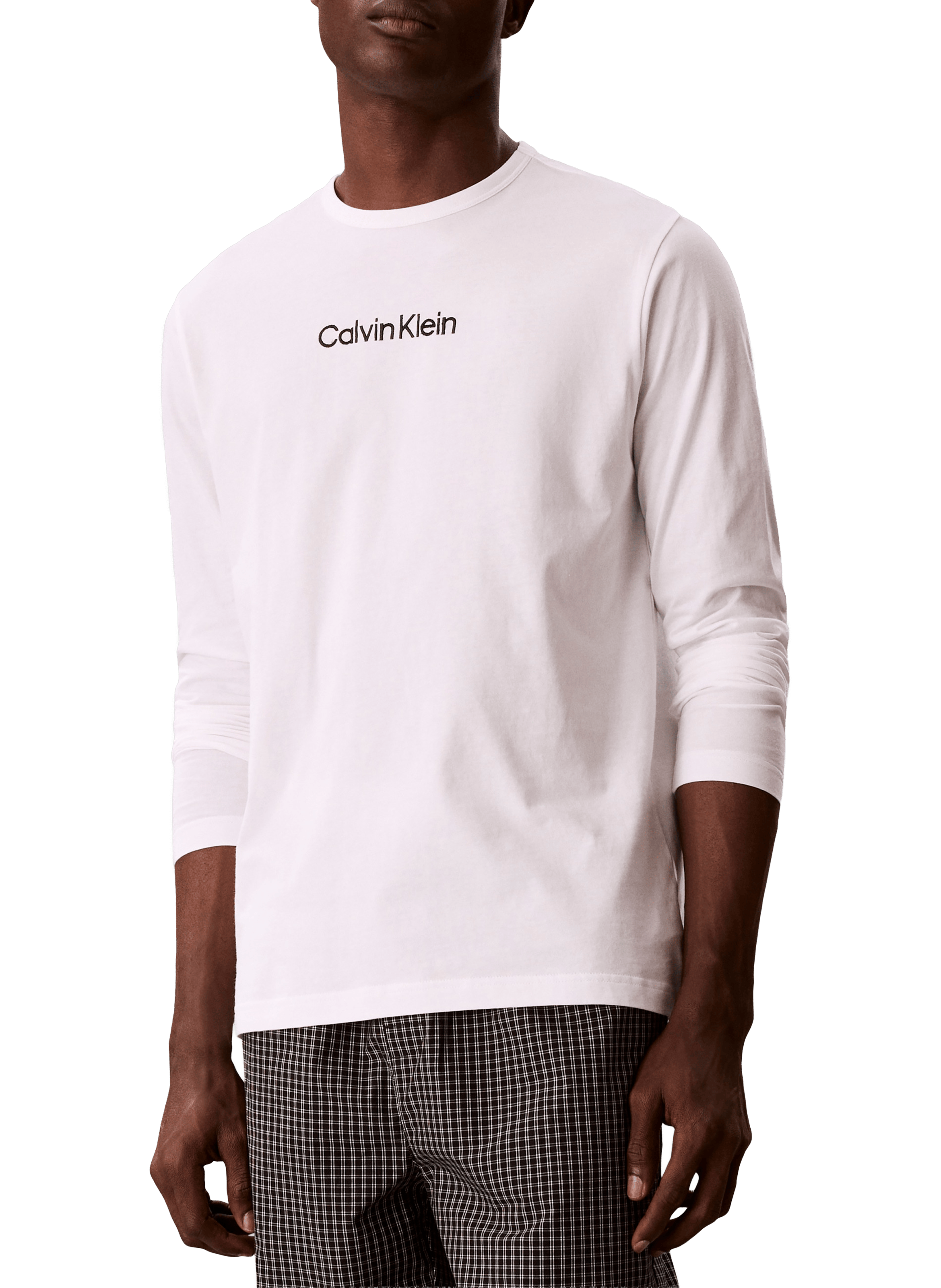 Pyjama long imprimé en coton CALVIN KLEIN Blanc