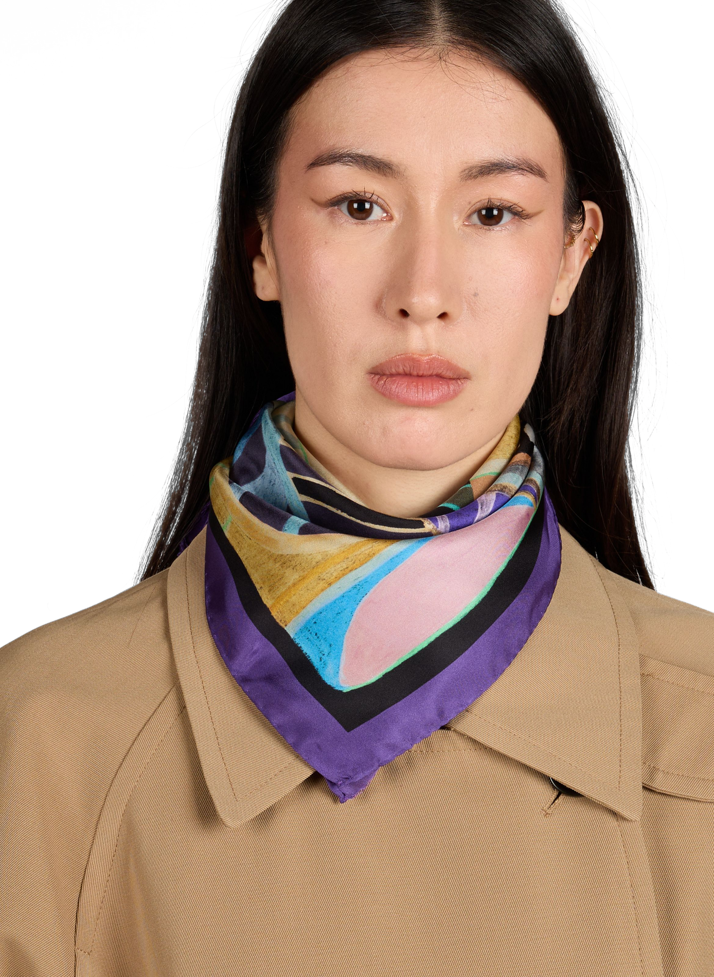 Printed silk scarf AU PRINTEMPS PARIS Multicolour