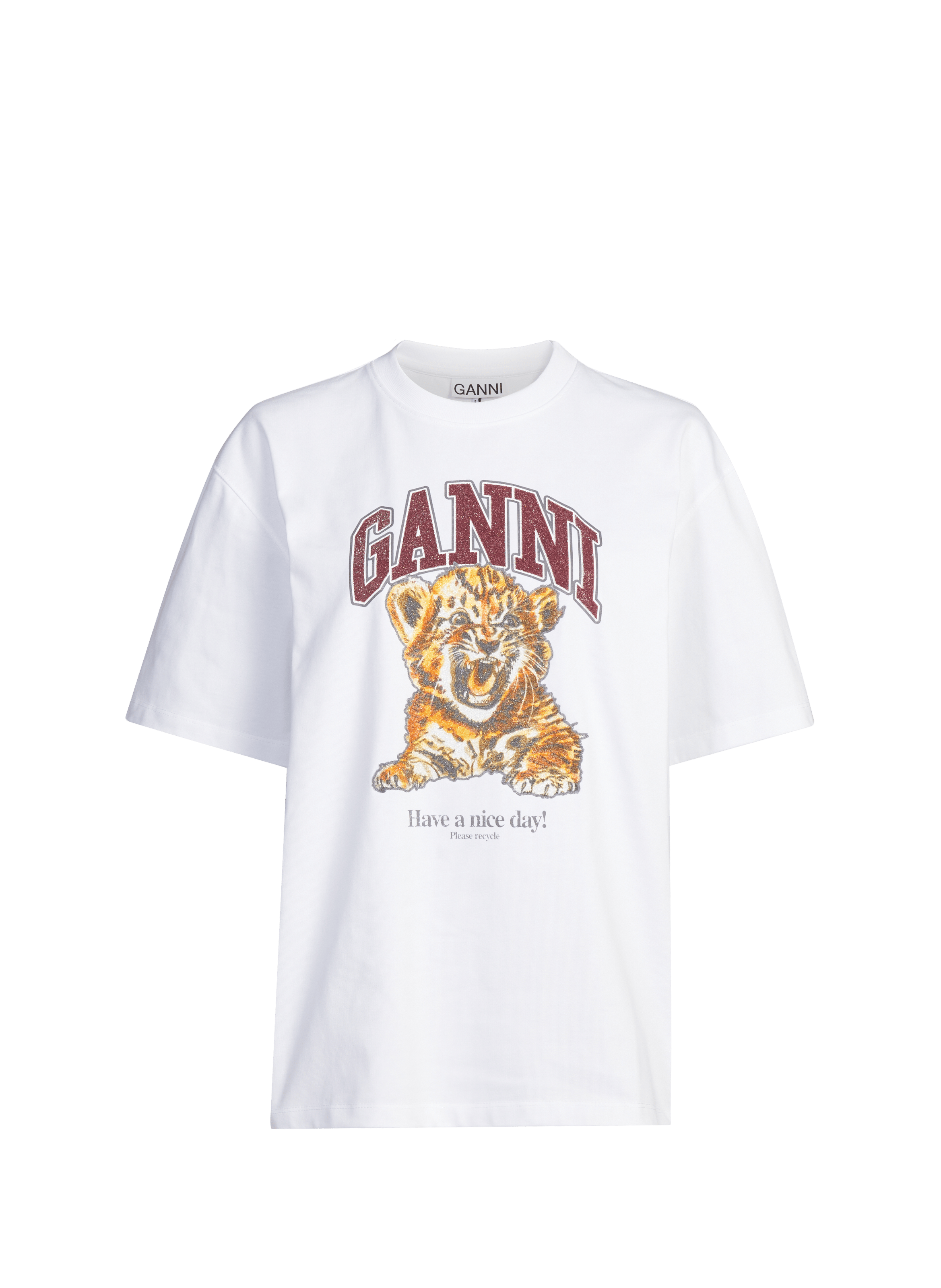 Biker-style cotton t-shirt GANNI White