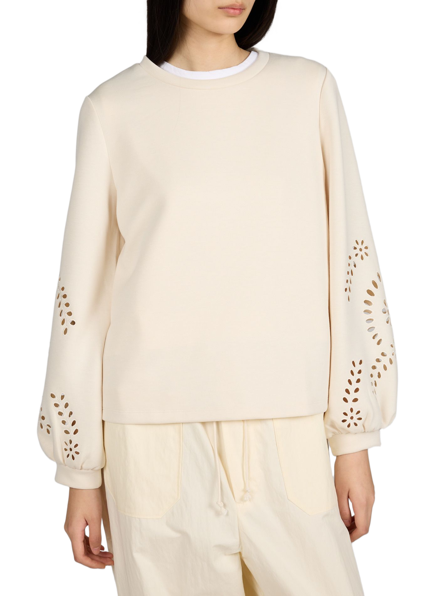 Sweatshirt avec manches ajourées VILA Beige