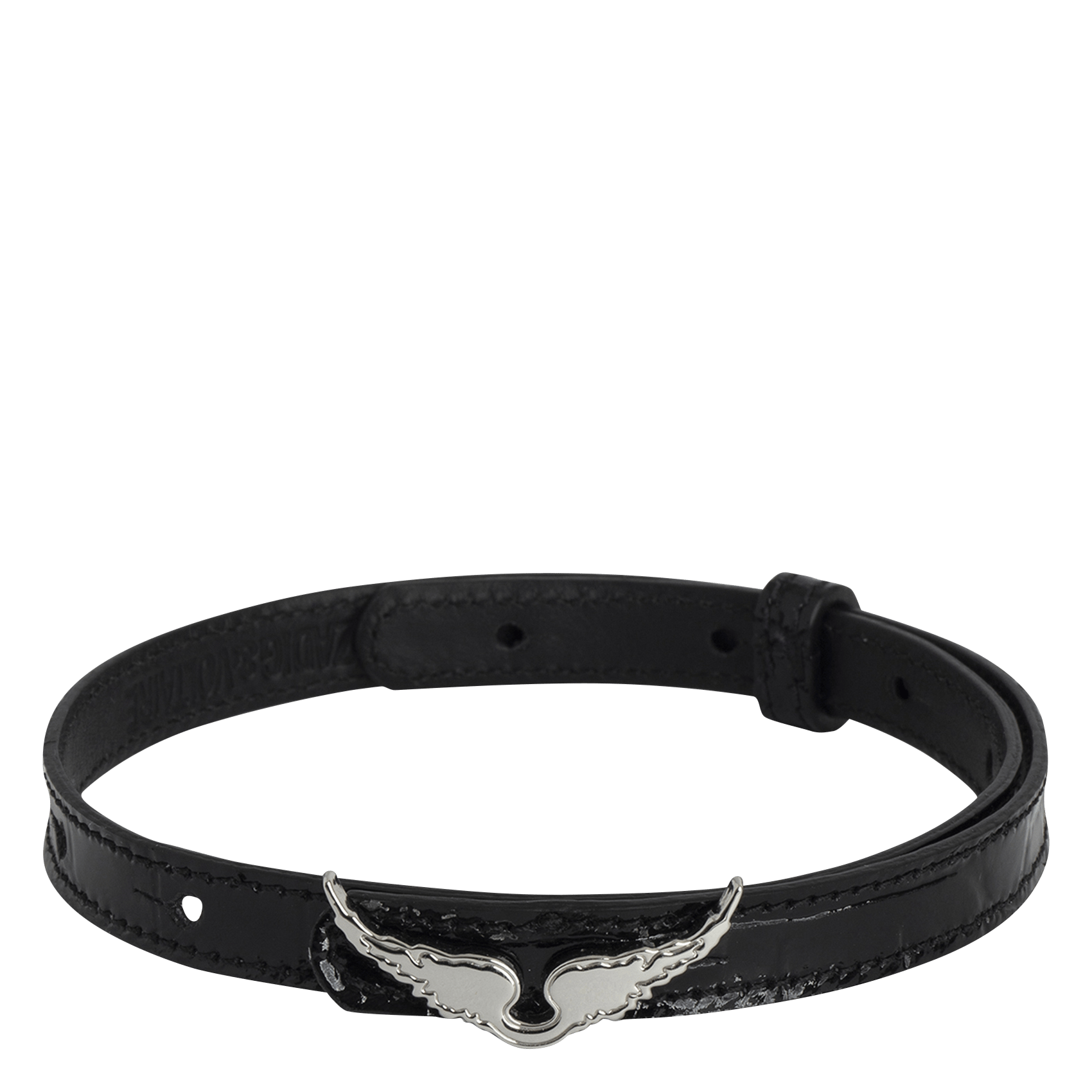 Bracelet cuir avec aile en métal rock ZADIG&VOLTAIRE Noir