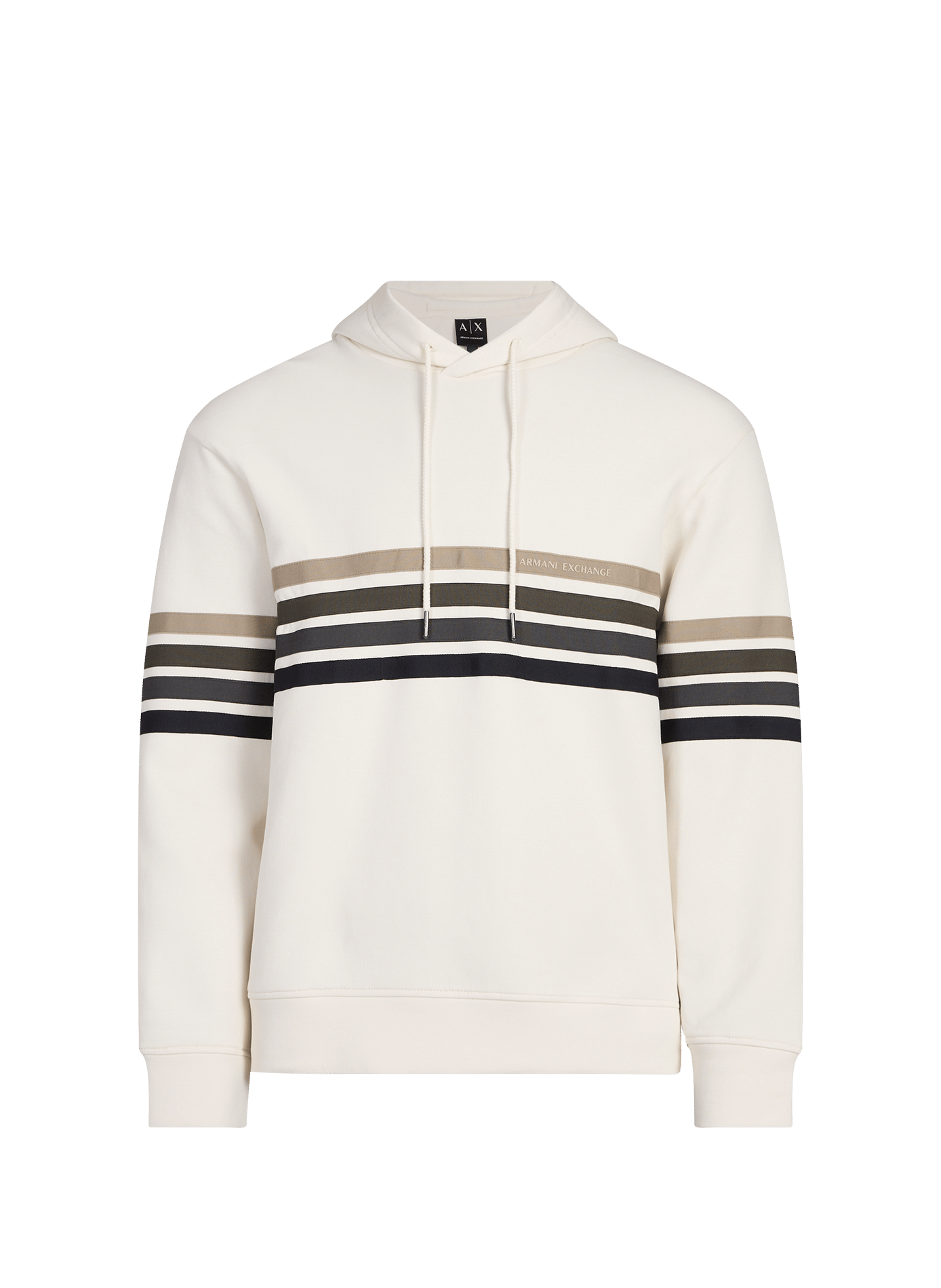 Sweat à capuche avec rayures sur poitrine en coton mélangé ARMANI EXCHANGE Beige