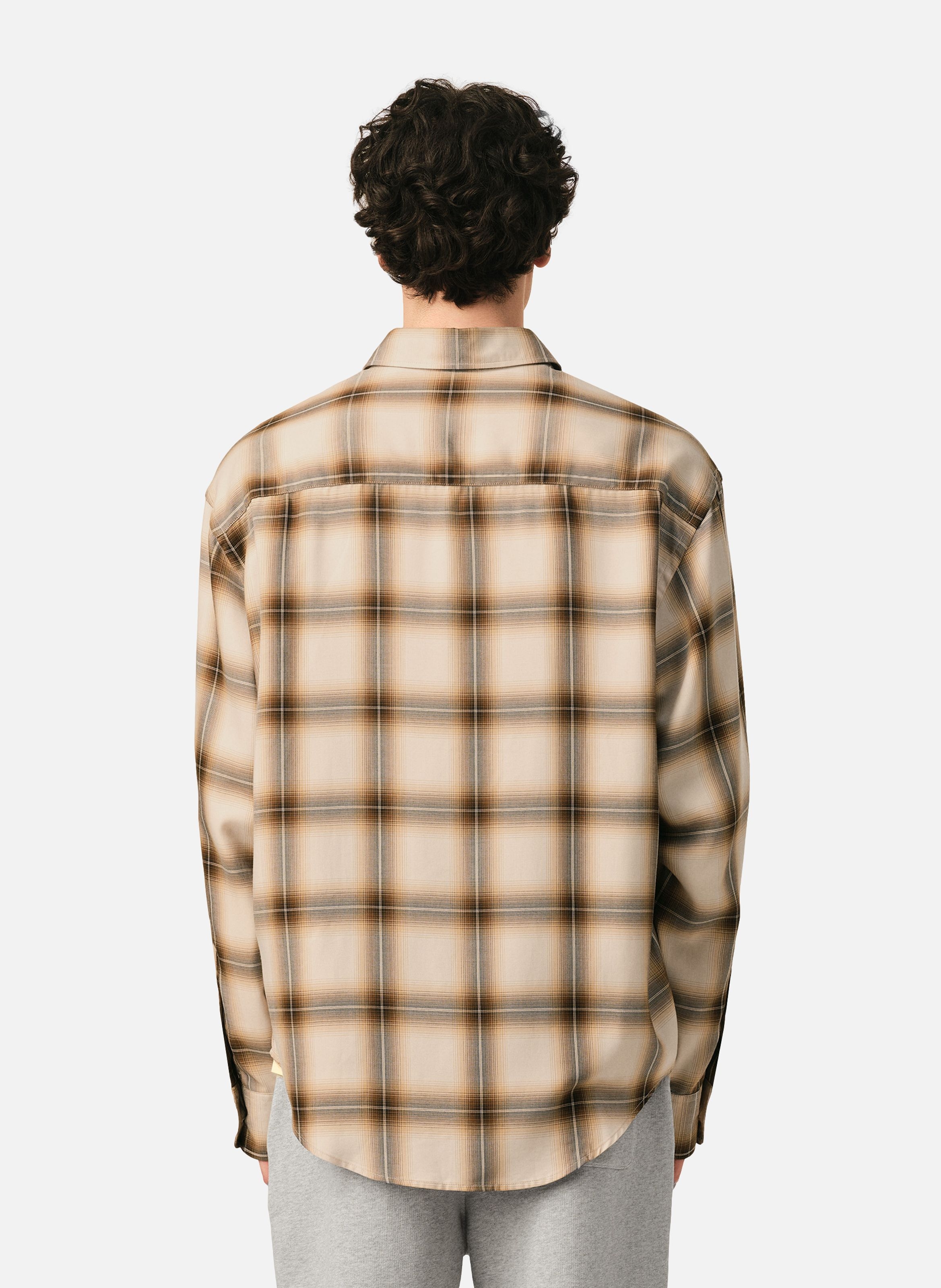 Chemise boxy à carreaux ami de coeur en toile AMI PARIS Beige