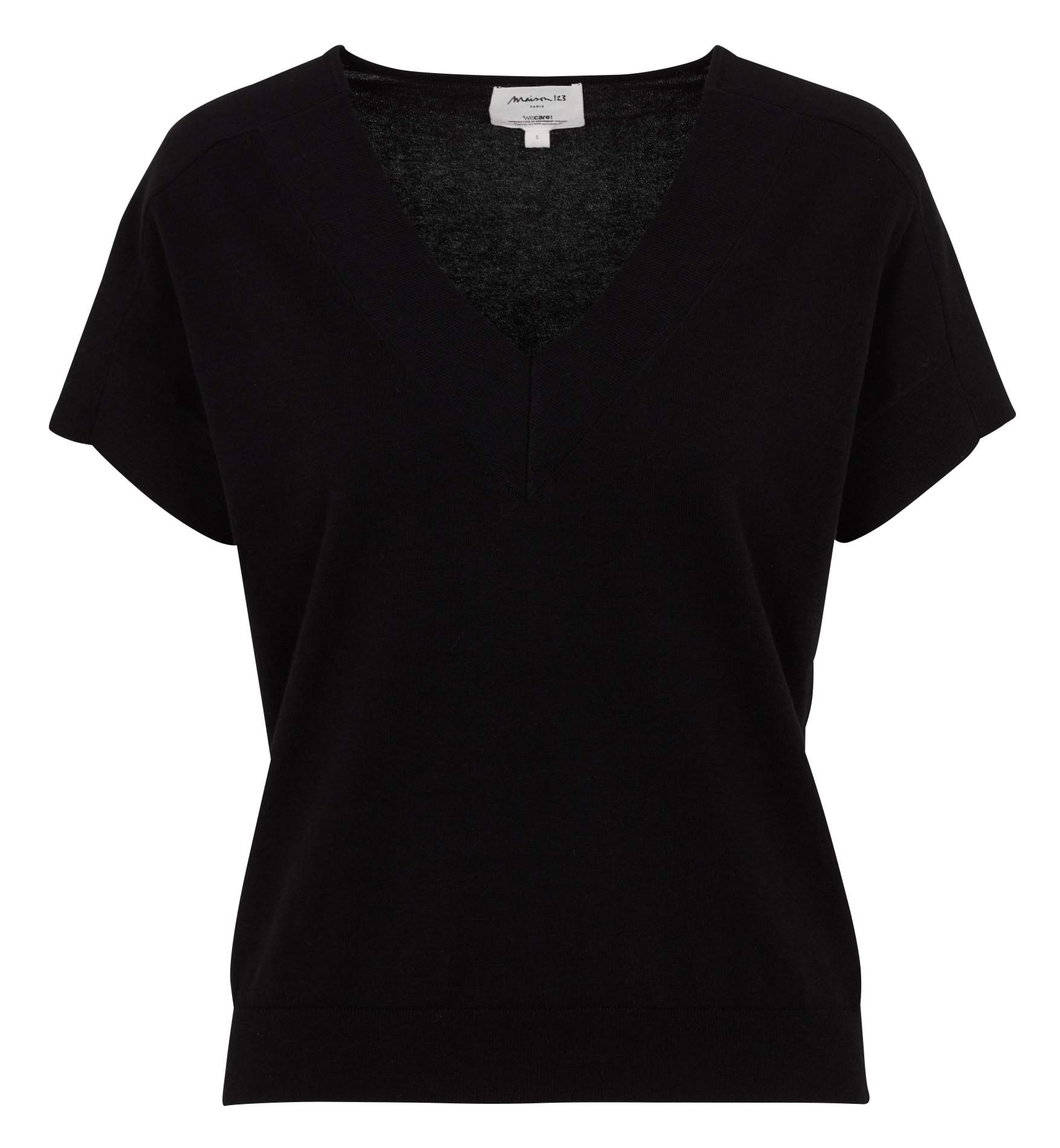 Top oversize col v en coton pretty MAISON 123 Noir