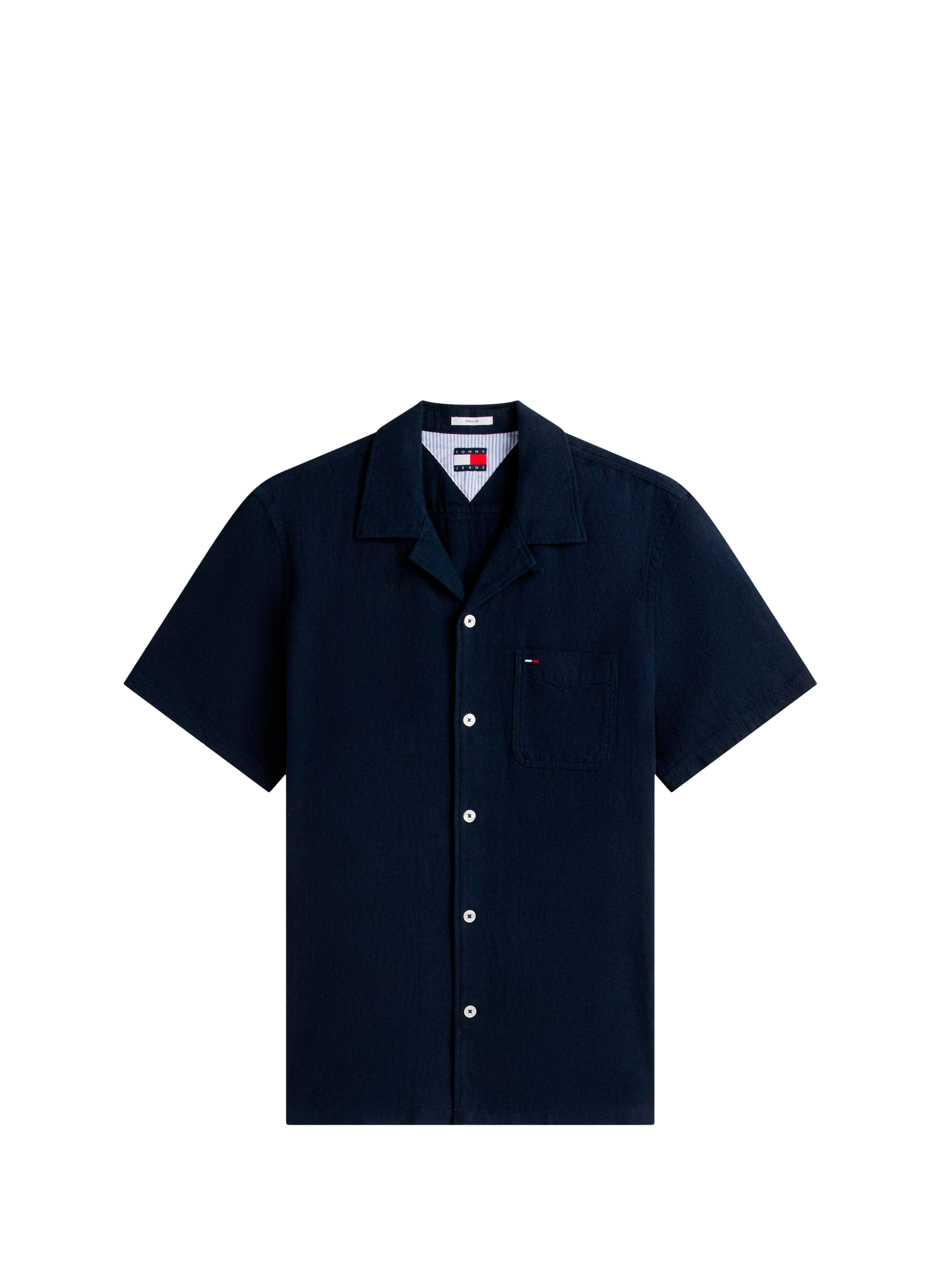 Short-sleeved linen and cotton polo TOMMY HILFIGER Blue