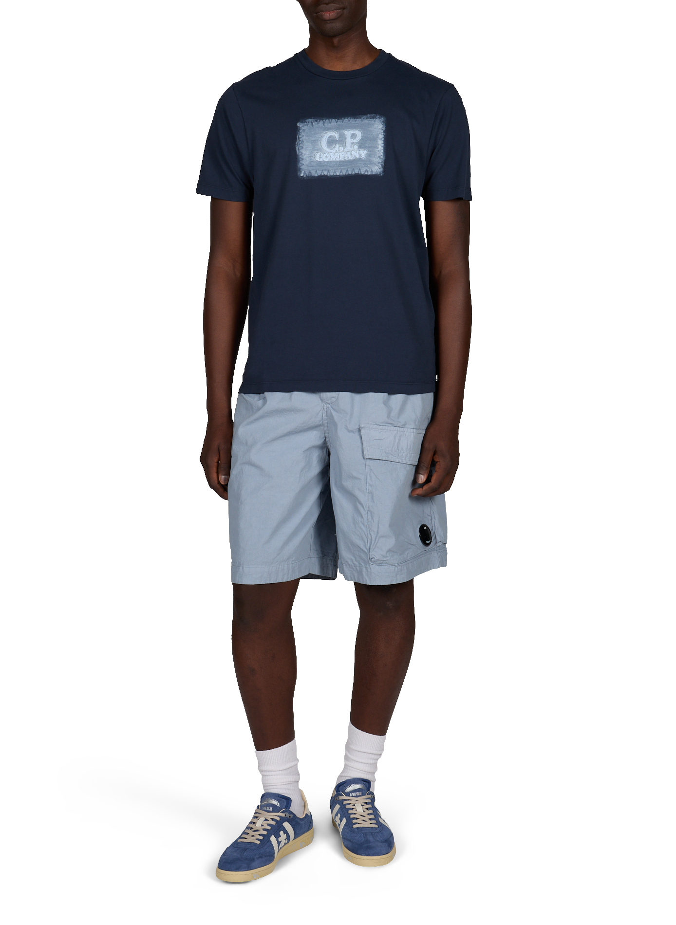 Biker-style cotton t-shirt CP COMPANY Blue