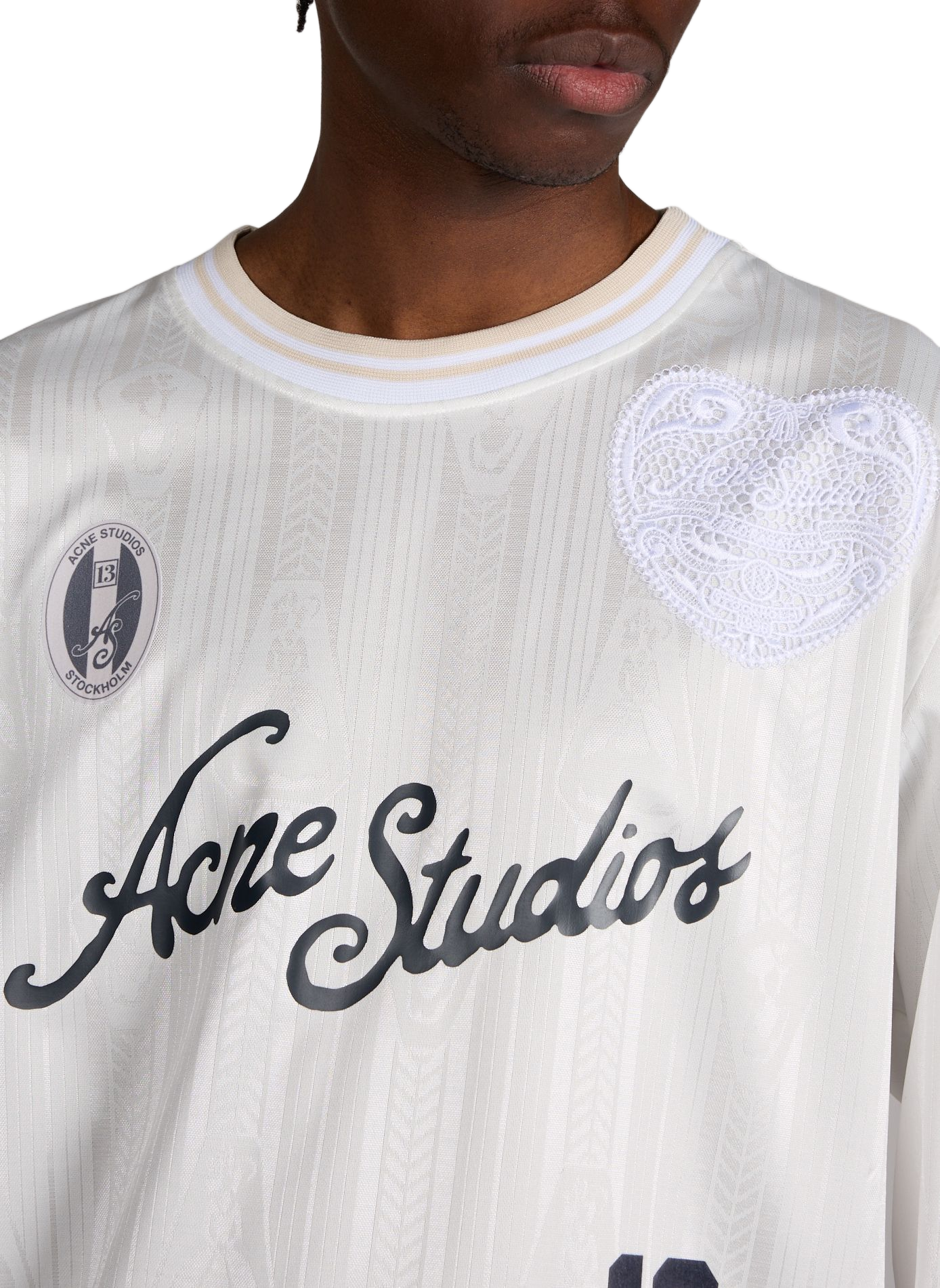 Maillot de sport en jersey brodé ACNE STUDIOS Blanc