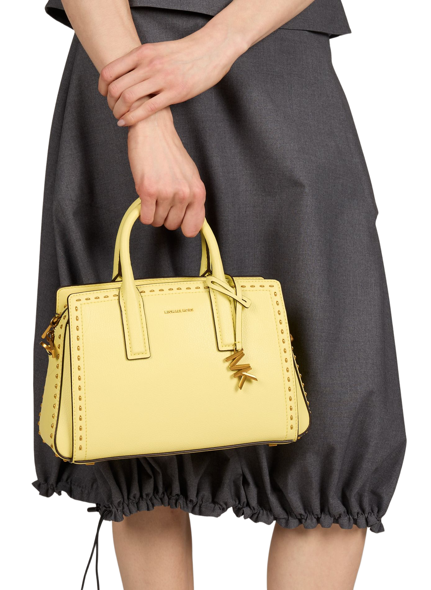 Sac à main Laila S en cuir clouté MICHAEL KORS Jaune