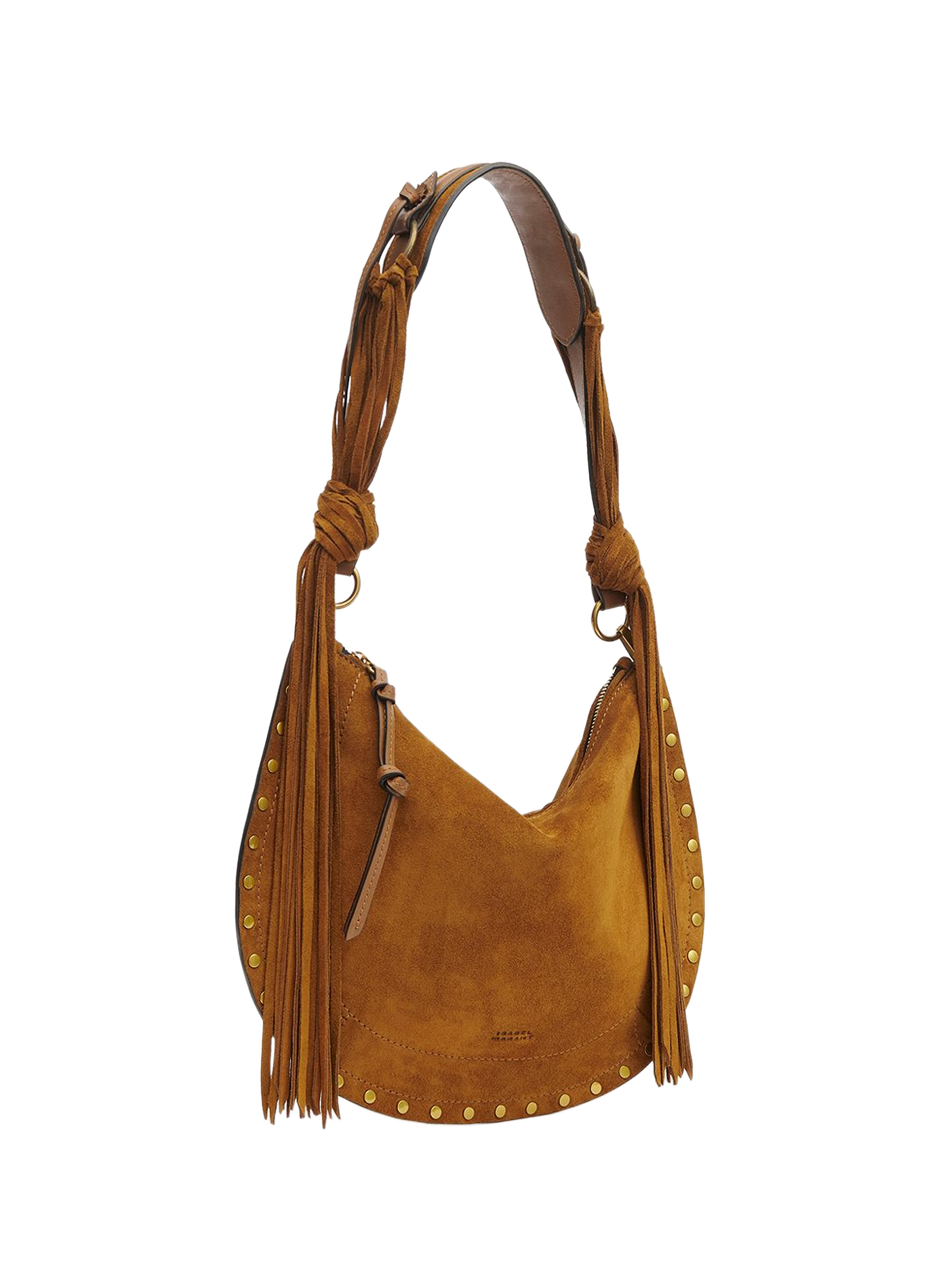 Sac à bandoulière Oskan soft zip en veau velours ISABEL MARANT Marron