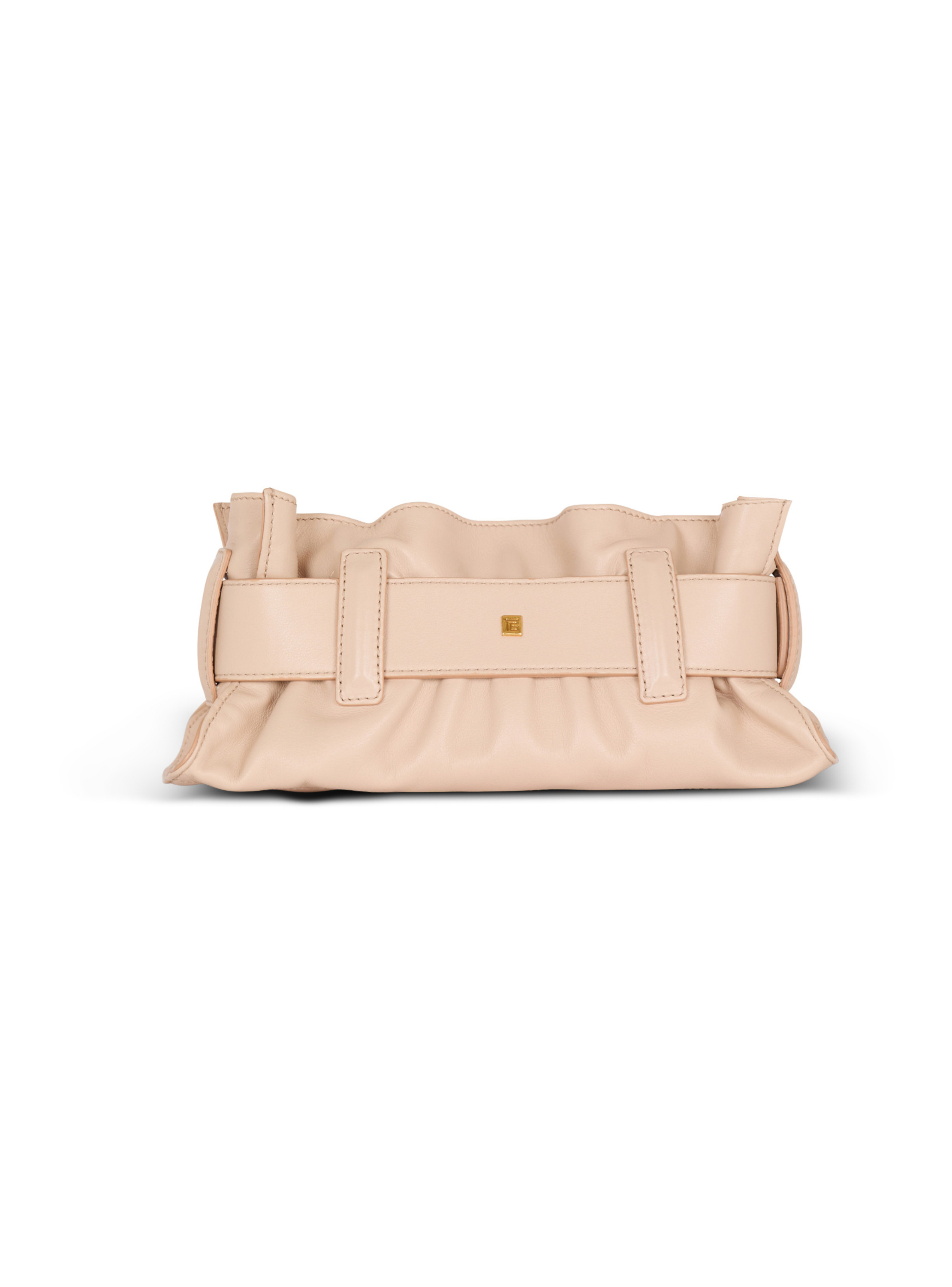 Sac anthem small shoulder en cuir de veau BALMAIN Beige