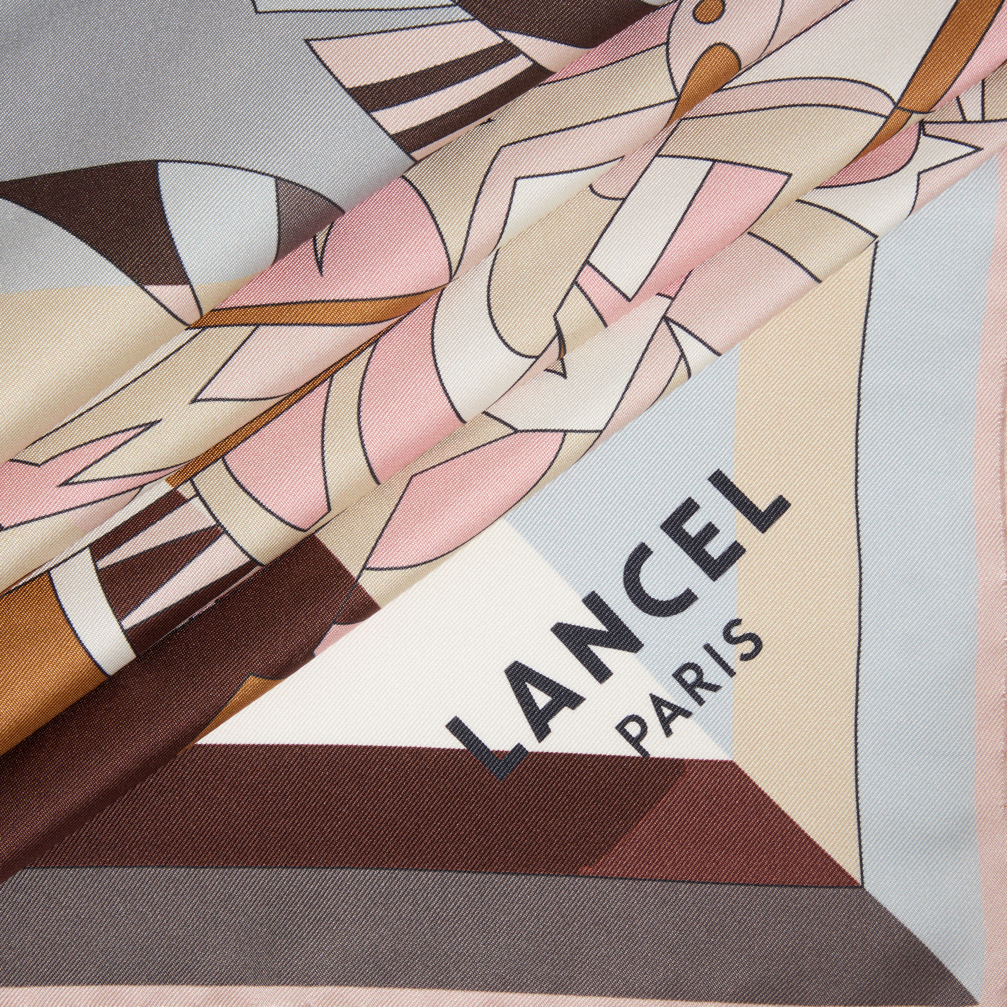 Silk 90 duo-arabesque-pattern scarf LANCEL Yellow