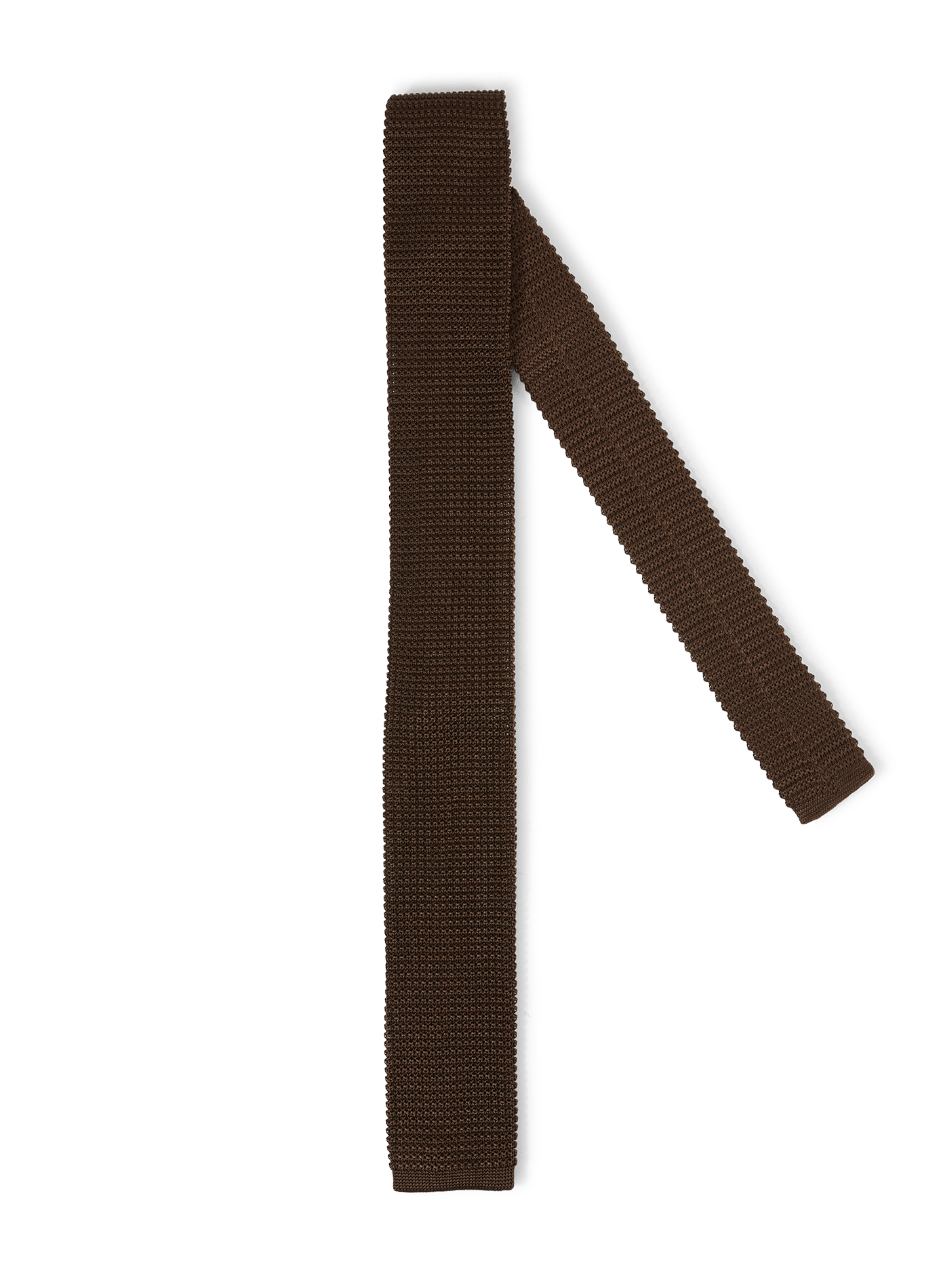 Straight knitted silk tie  Cacao