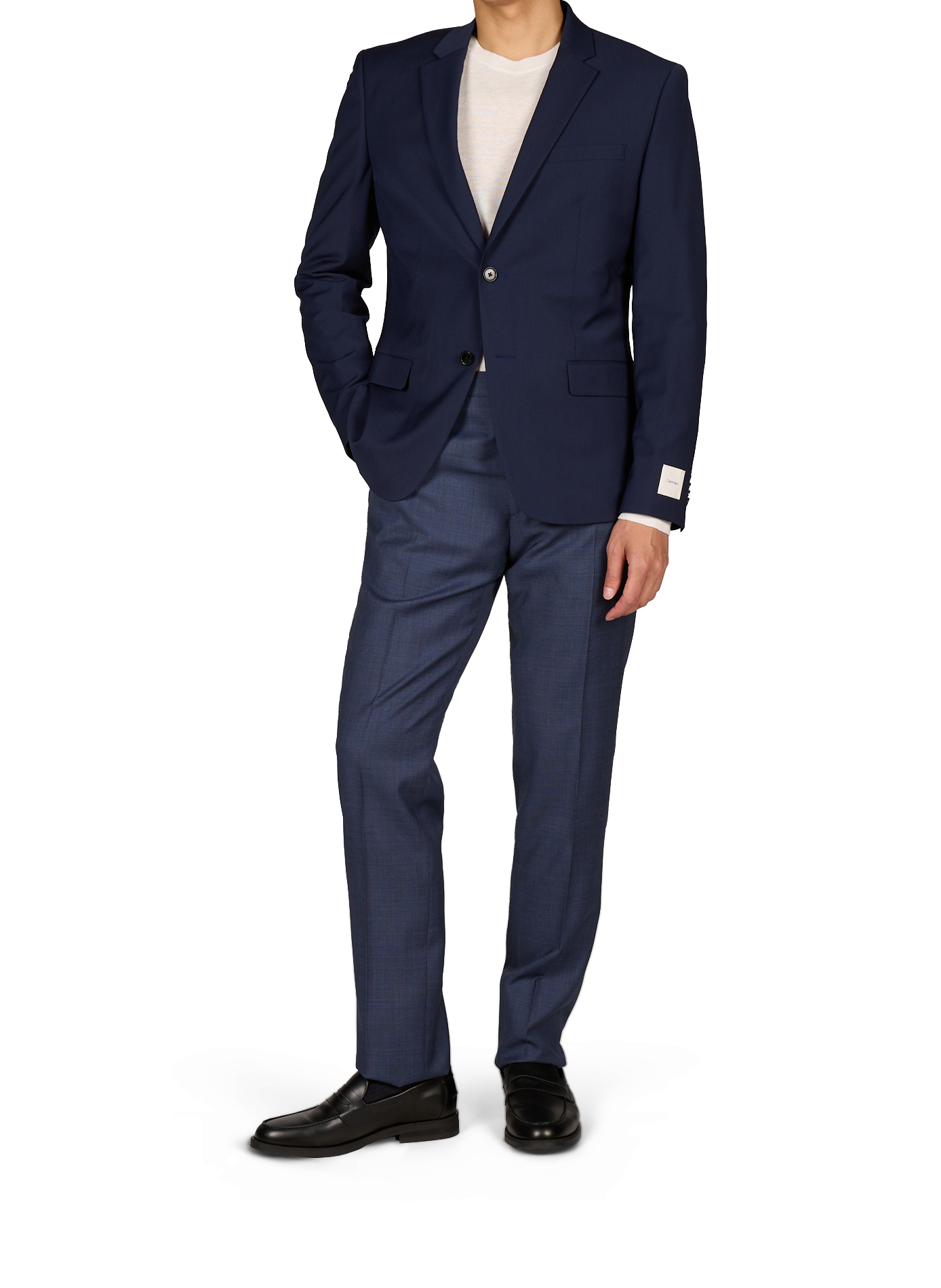 Solid wool straight blazer CALVIN KLEIN Blue