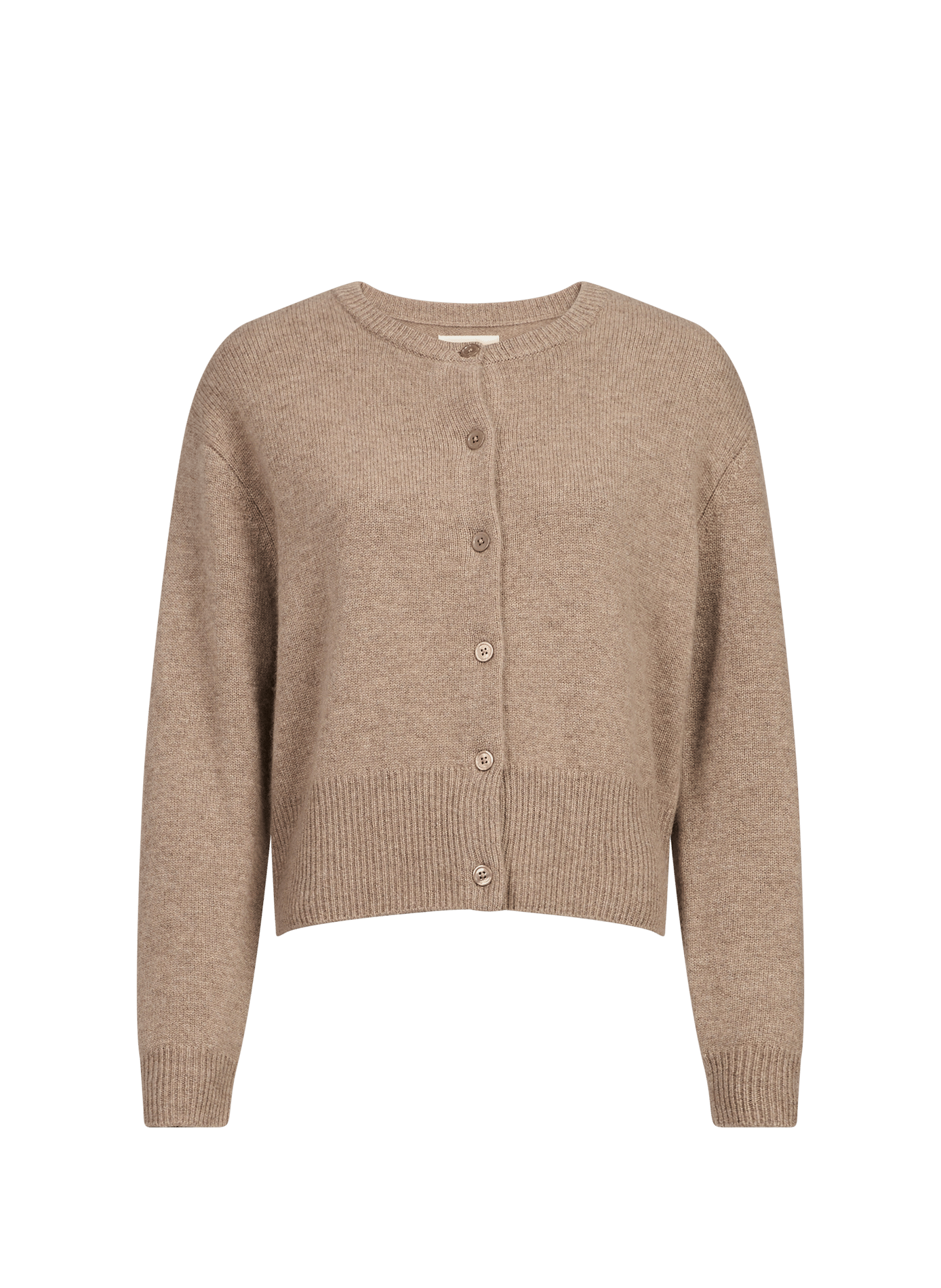 Cardigan duveteux à col rond en cachemire SAISON 1865 Marron