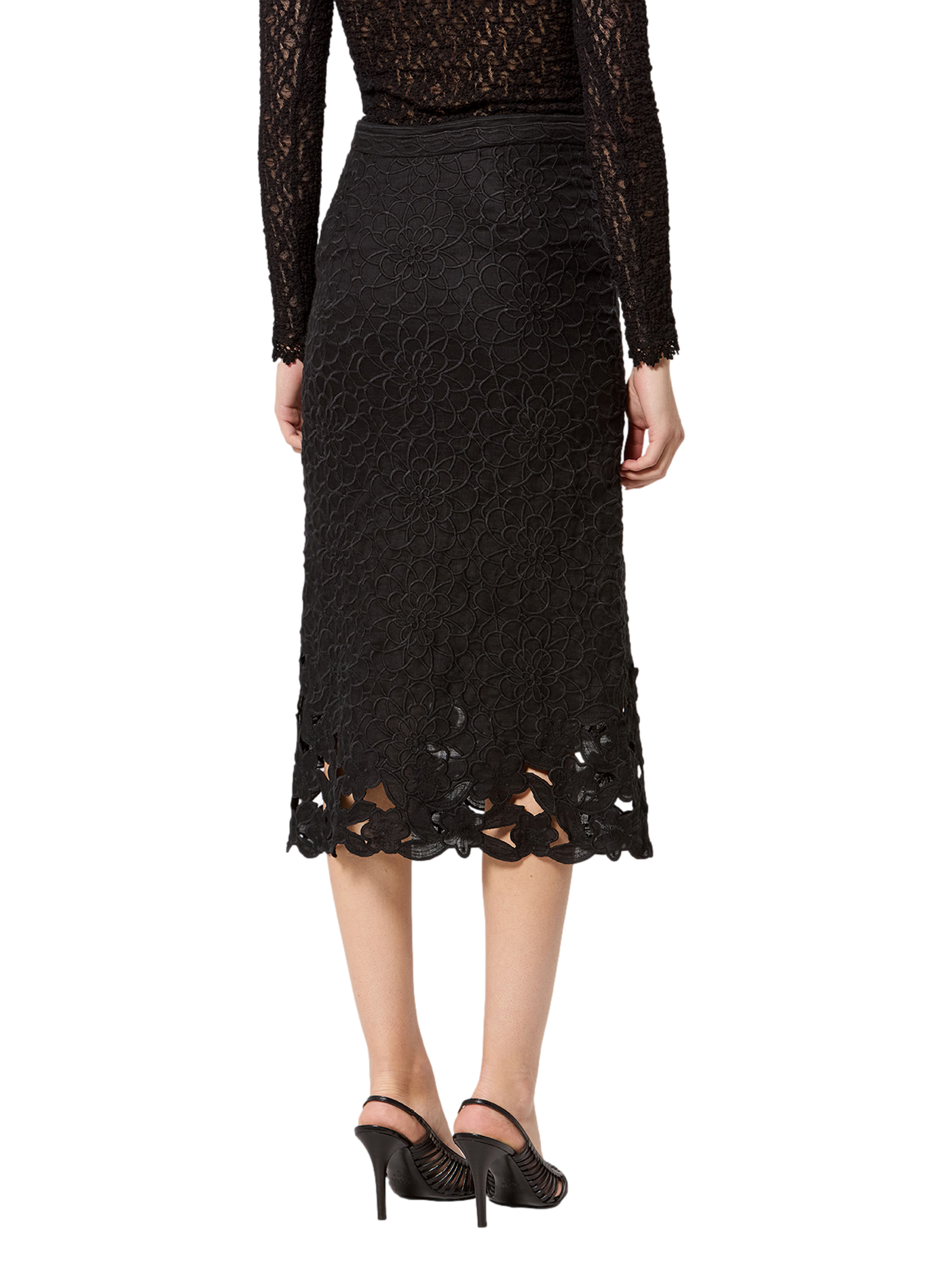 Jupe midi brodée Ryesha ISABEL MARANT Zwart