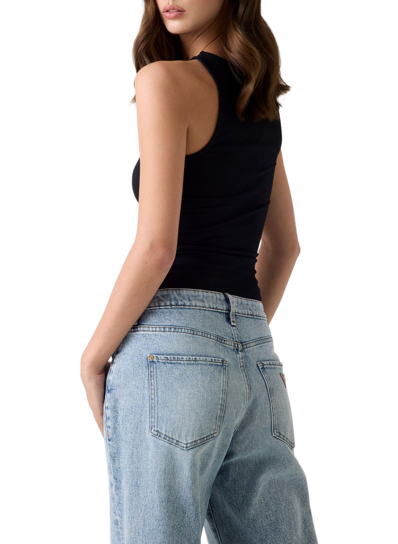 Rundhalsausschnitt Tanktop GUESS Schwarz