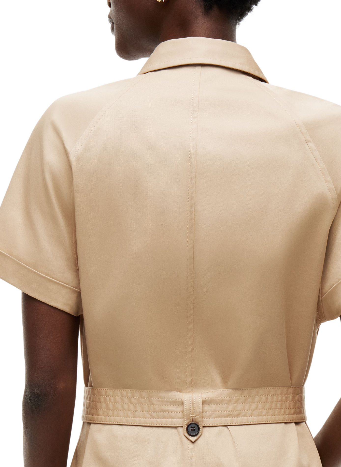 Belted cotton blend shirt dress TOMMY HILFIGER Beige