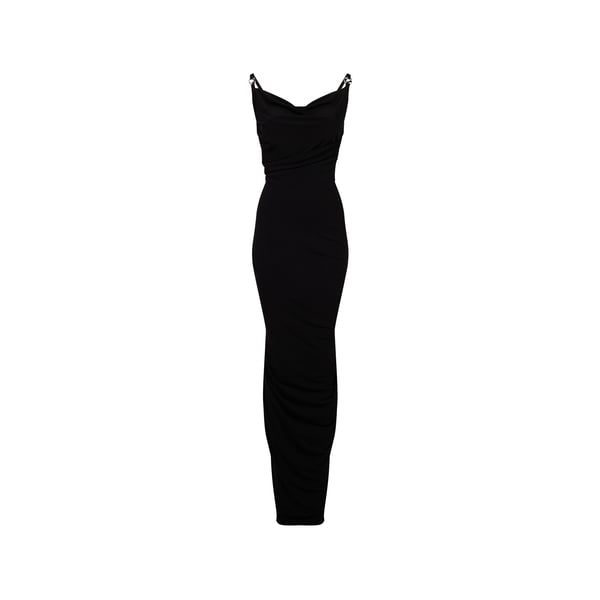 Robe longue bénitier drapée C-Logo Robe longue bénitier drapée C-Logo