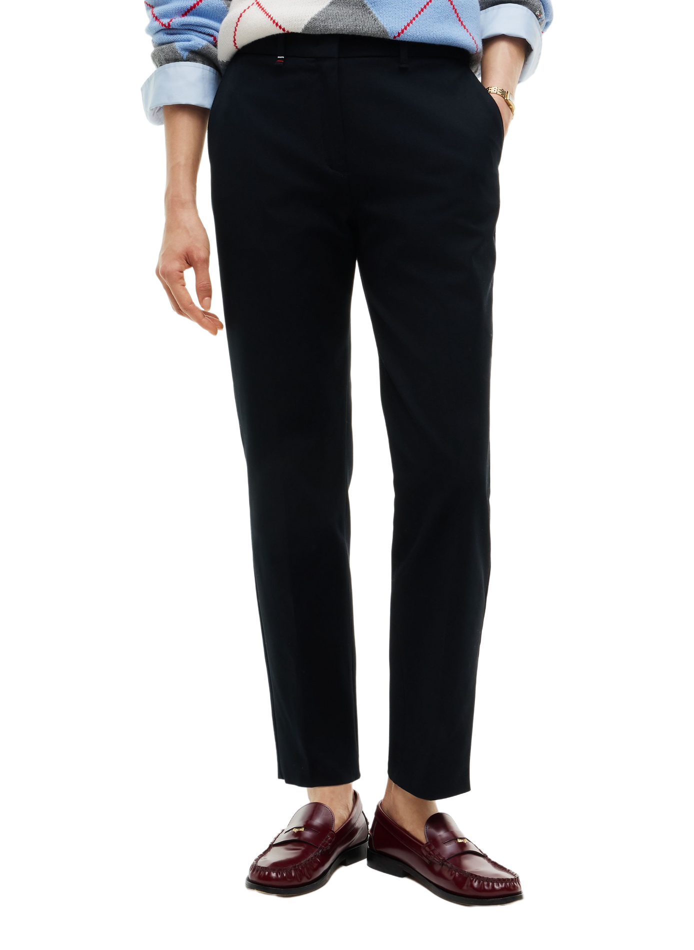Pantalon droit en coton mélangé TOMMY HILFIGER Noir