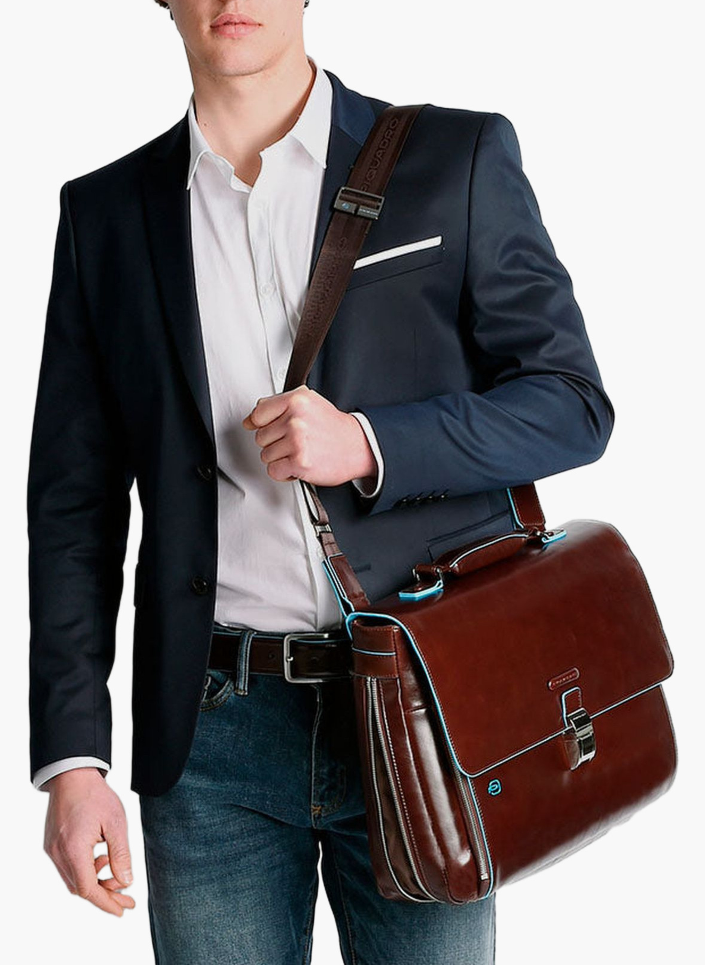 Uitbreidbare laptoptas voor 15,6" laptops PIQUADRO Blauw