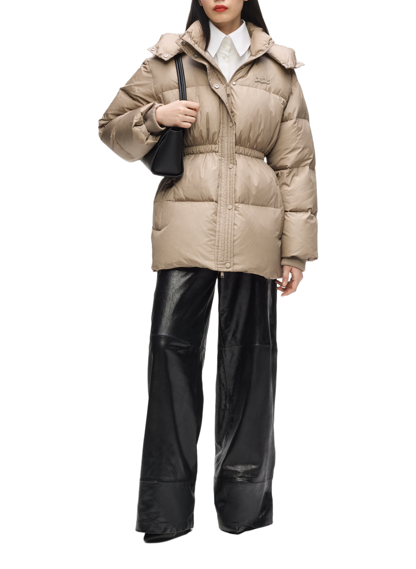 Doudoune cintrée col montant à capuche | Beige KARL LAGERFELD Femme