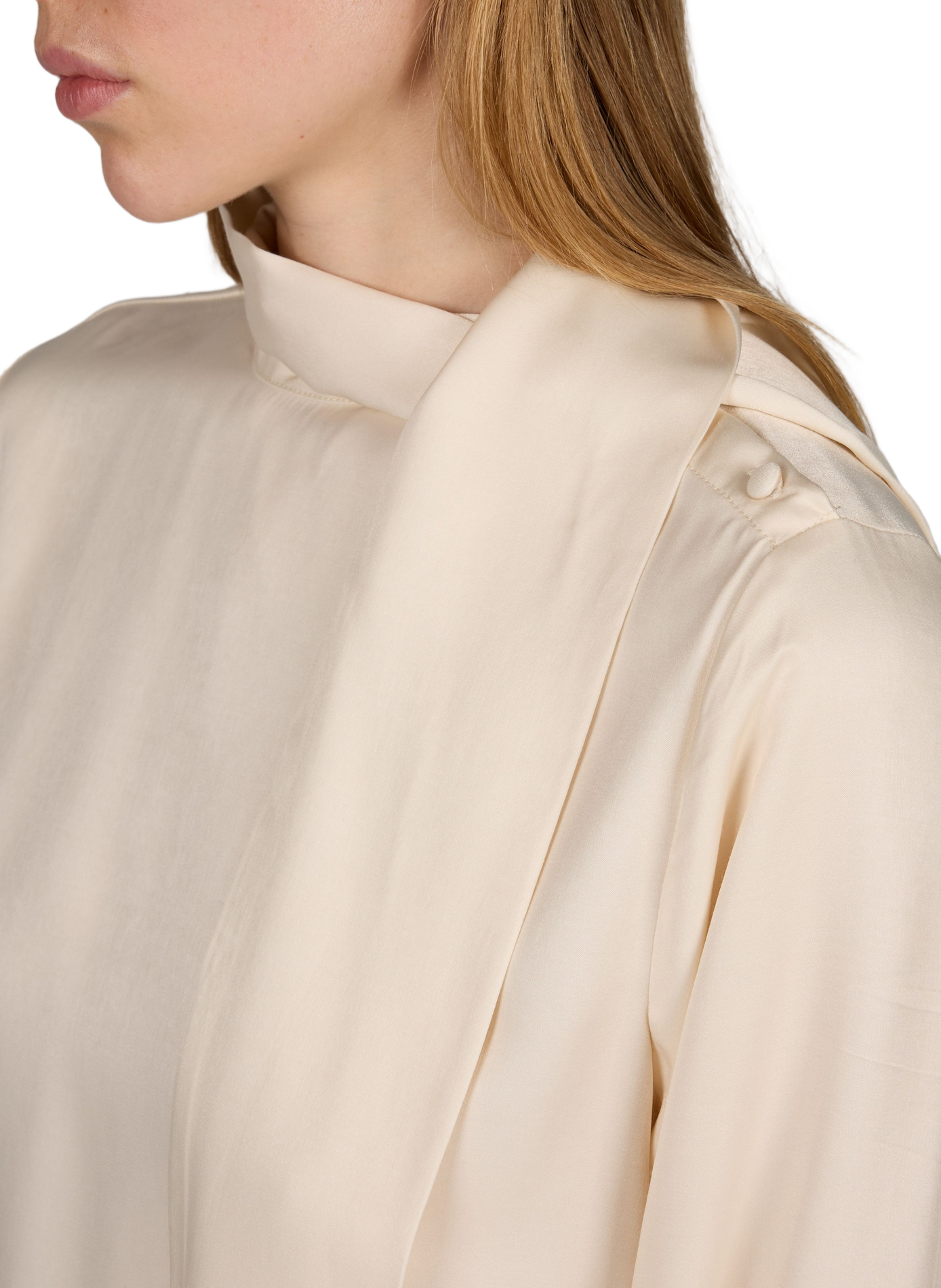 Satinierte Bluse Aspen mit Schalkragen ROUGE EDIT Beige