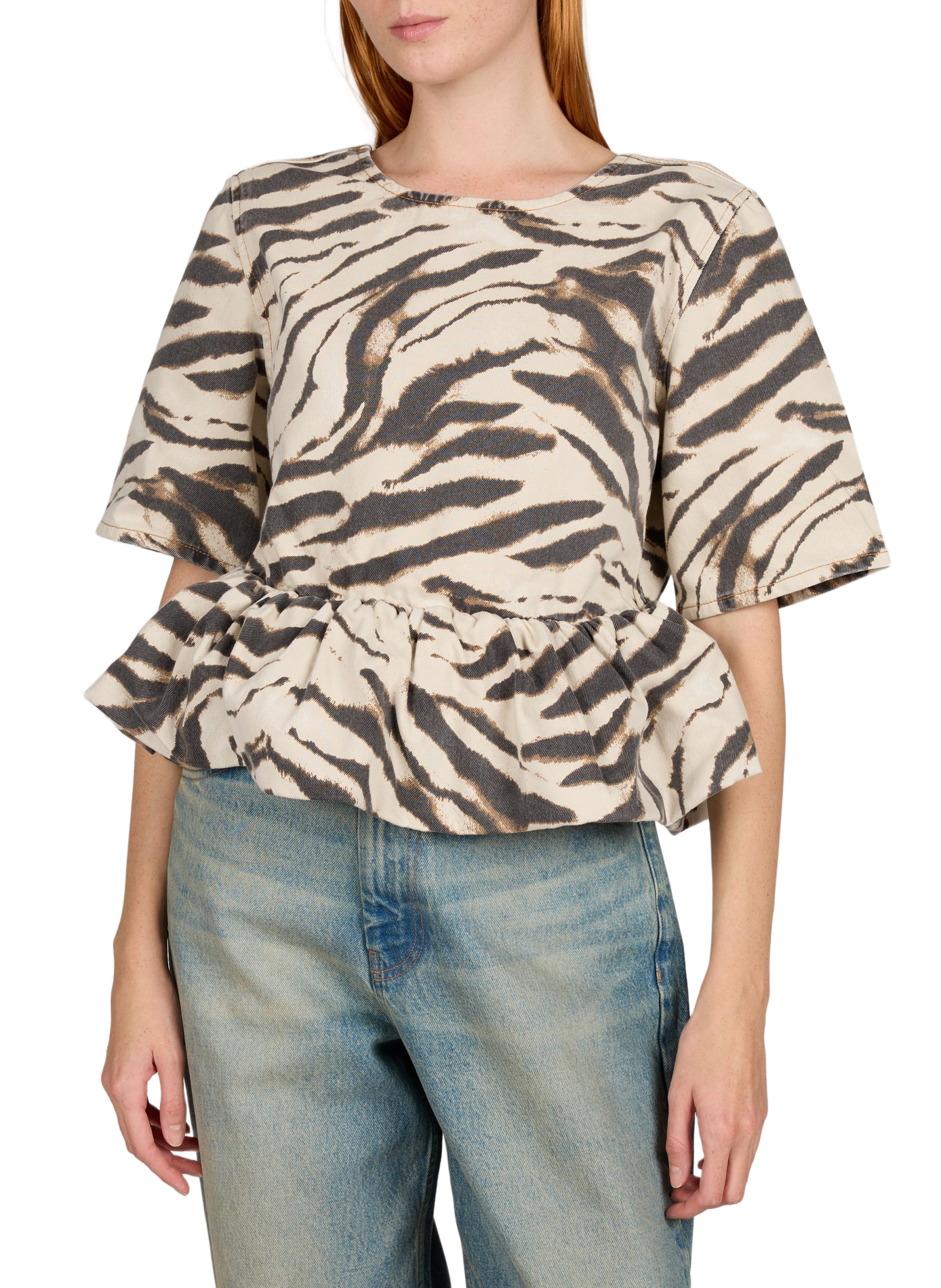 Round neck cotton top GANNI Multicolour
