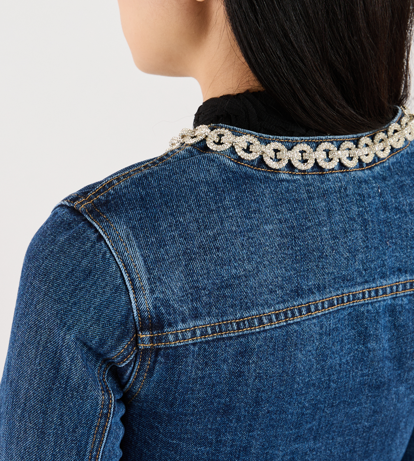 Giacca corta in denim SELF PORTRAIT Blu
