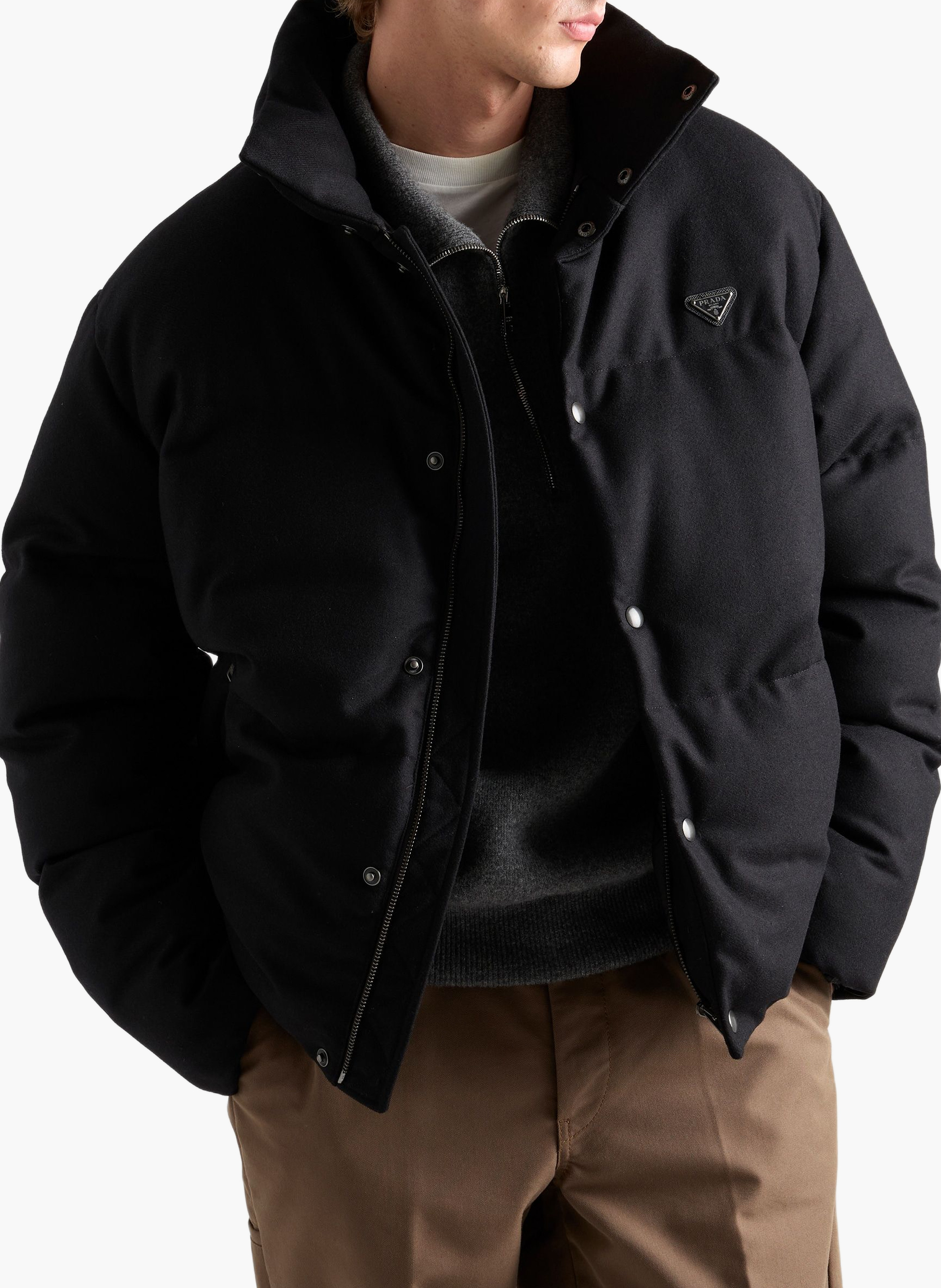Veste en duvet re-wool de poids moyen PRADA Noir