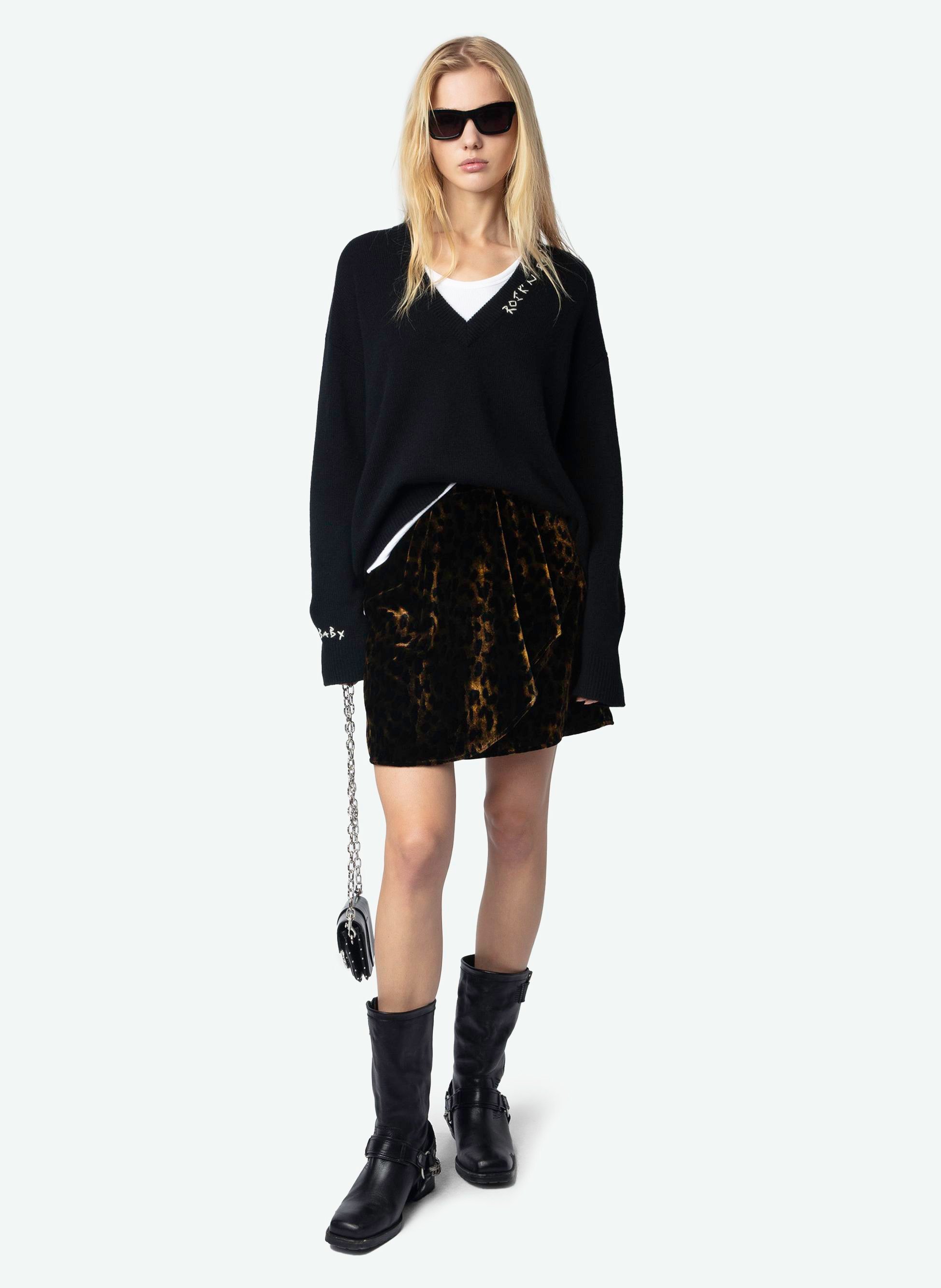 Jupe courte en velours jerry ZADIG&VOLTAIRE Marron
