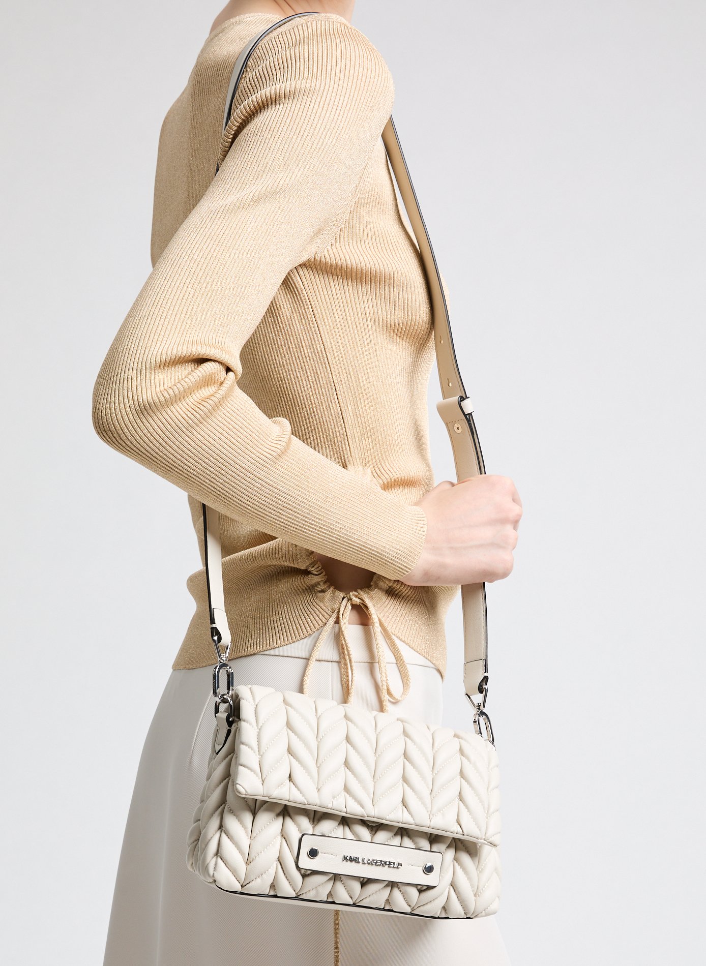 Quilted shoulder bag KARL LAGERFELD Grey