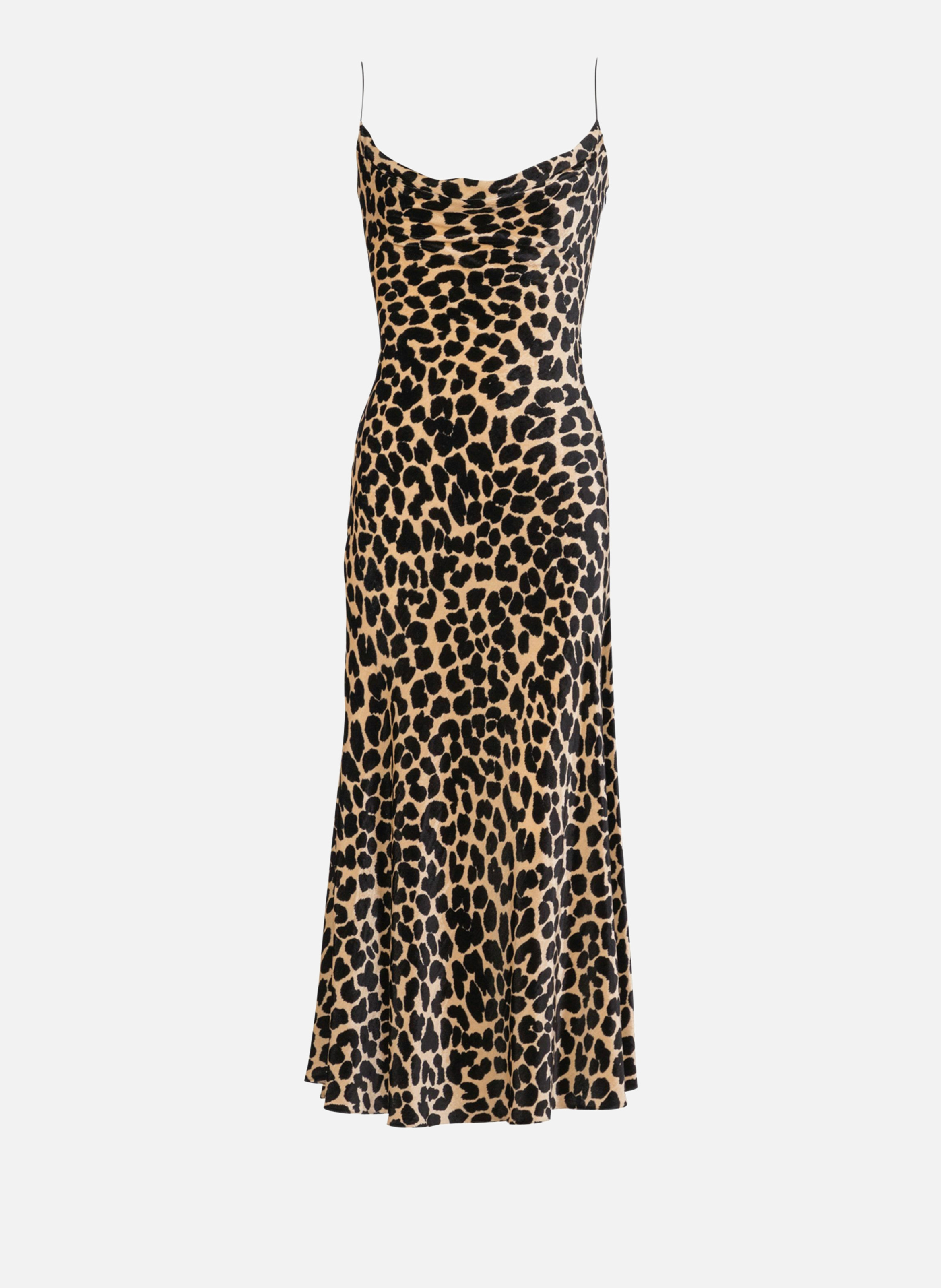 Robe fluide en velours imprimé motif léopard BALMAIN Noir