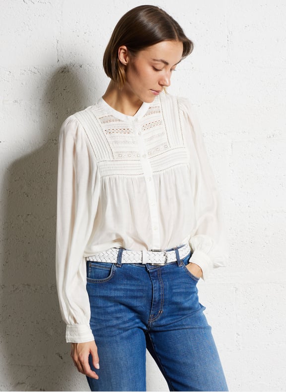 Chemisier col rond phara Blanc by MAISON 123 MAISON 123 Chemisier col rond phara Blanc