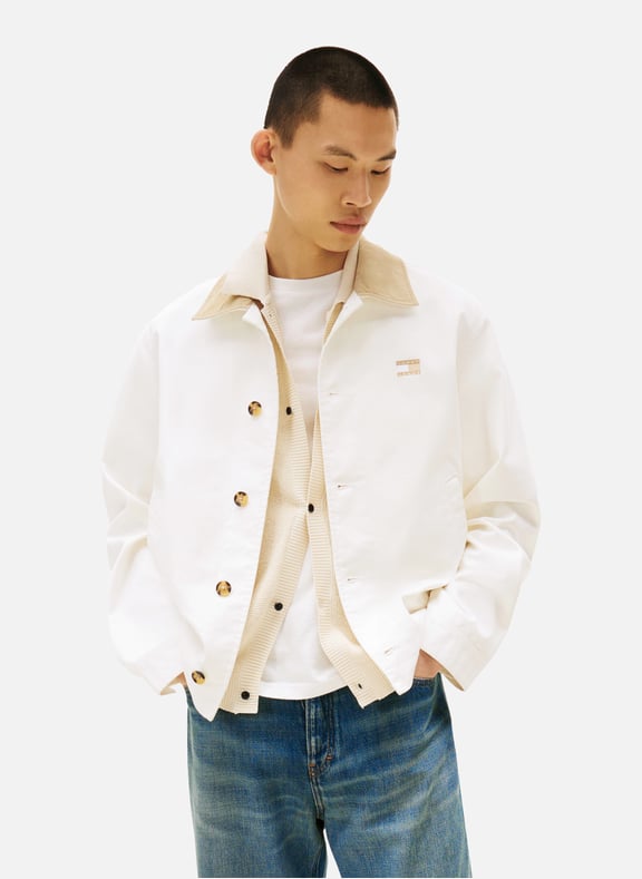 Boxy work jacket with tone-on-tone logo White by TOMMY HILFIGER TOMMY HILFIGER Boxy work jacket with tone-on-tone logo White