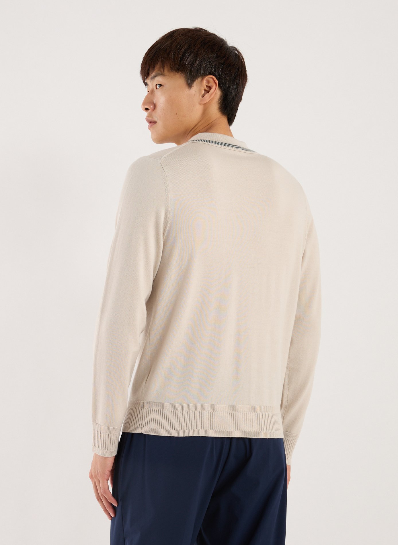 Pull col polo en laine mérinos PAUL SMITH Beige