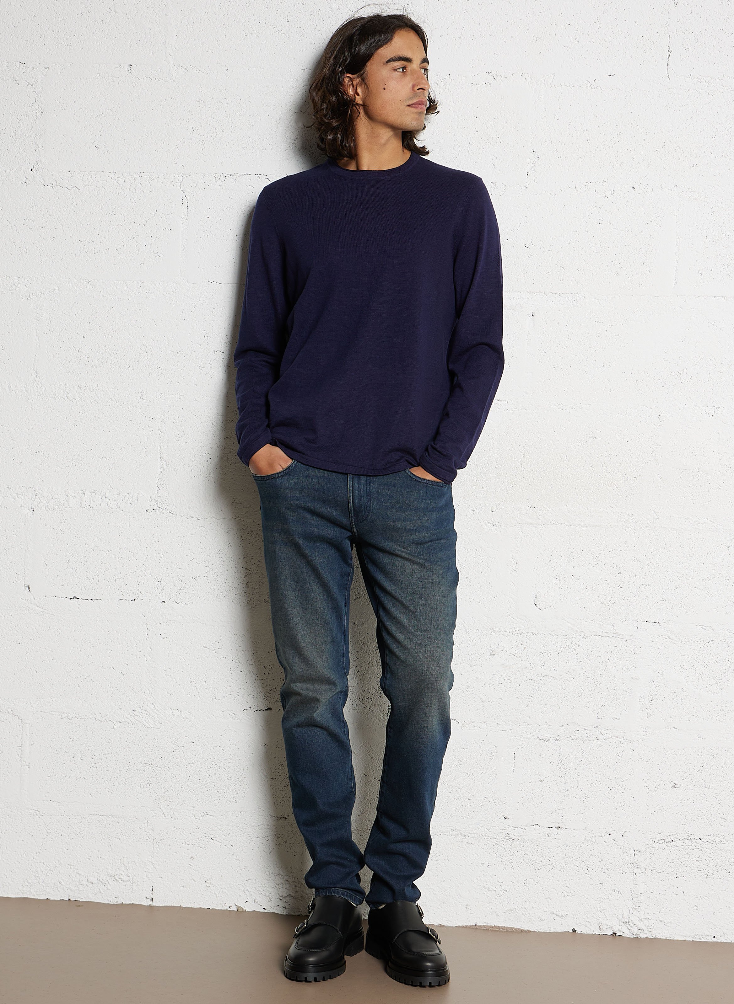 Pull droit en coton IKKS Bleu