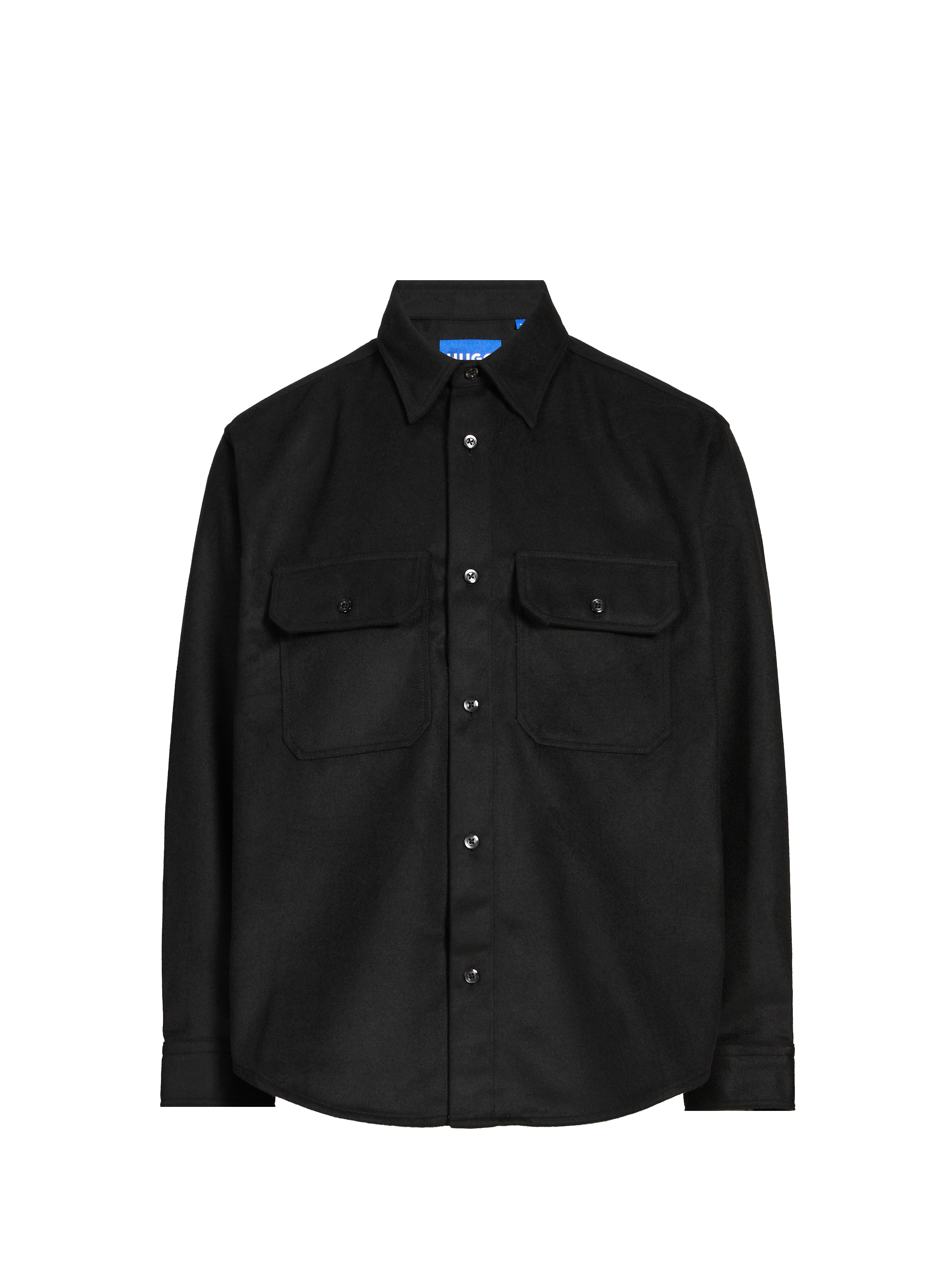 HUGO BLUE Oversized brushed flannel shirt Black