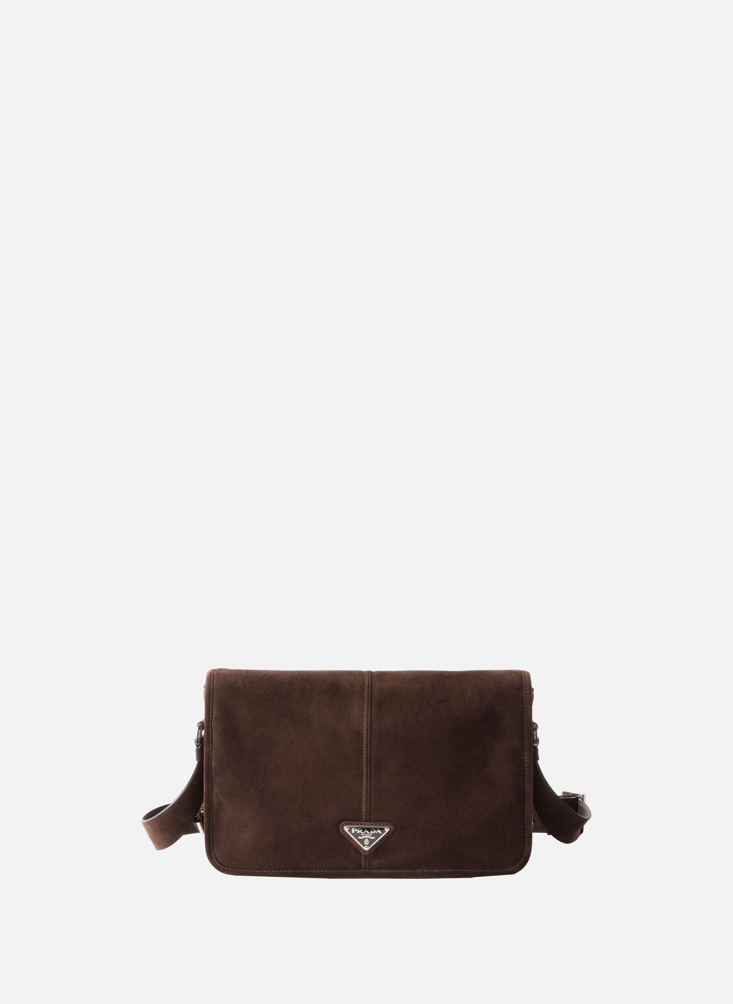 Sac à bandoulière en suède PRADA Marron