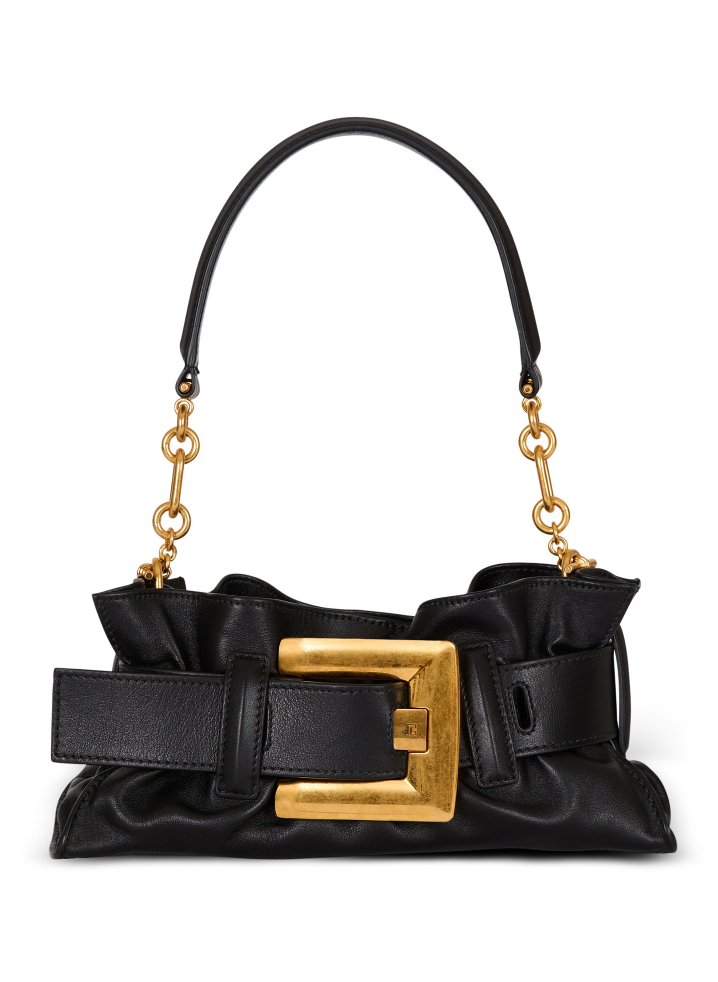 Sac anthem mini shoulder en cuir de veau BALMAIN Noir