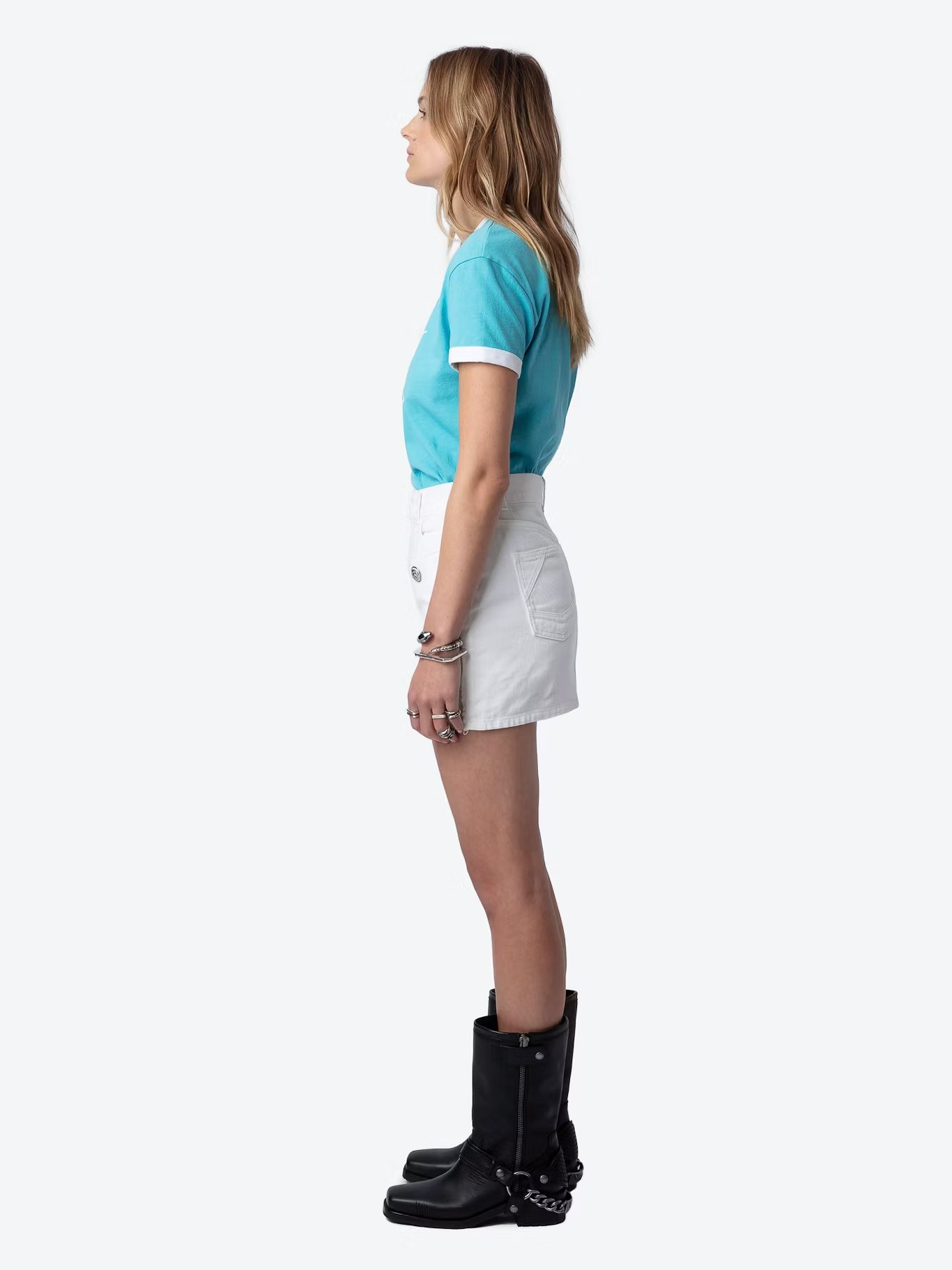 Tee-shirt col rond blason en coton bio walk ZADIG&VOLTAIRE Bleu