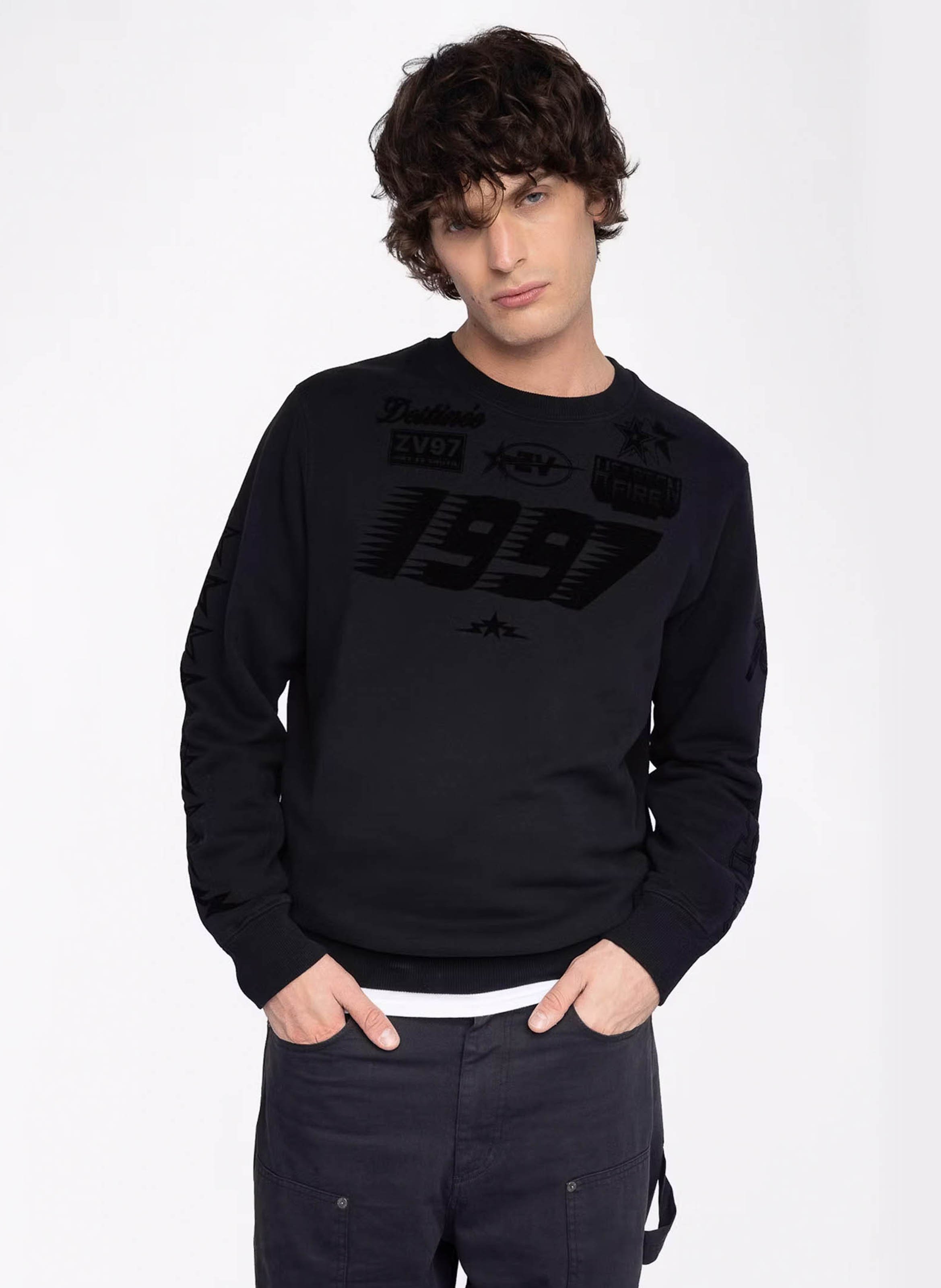 Sweat droit col rond en coton mélangé aime ZADIG&VOLTAIRE Noir