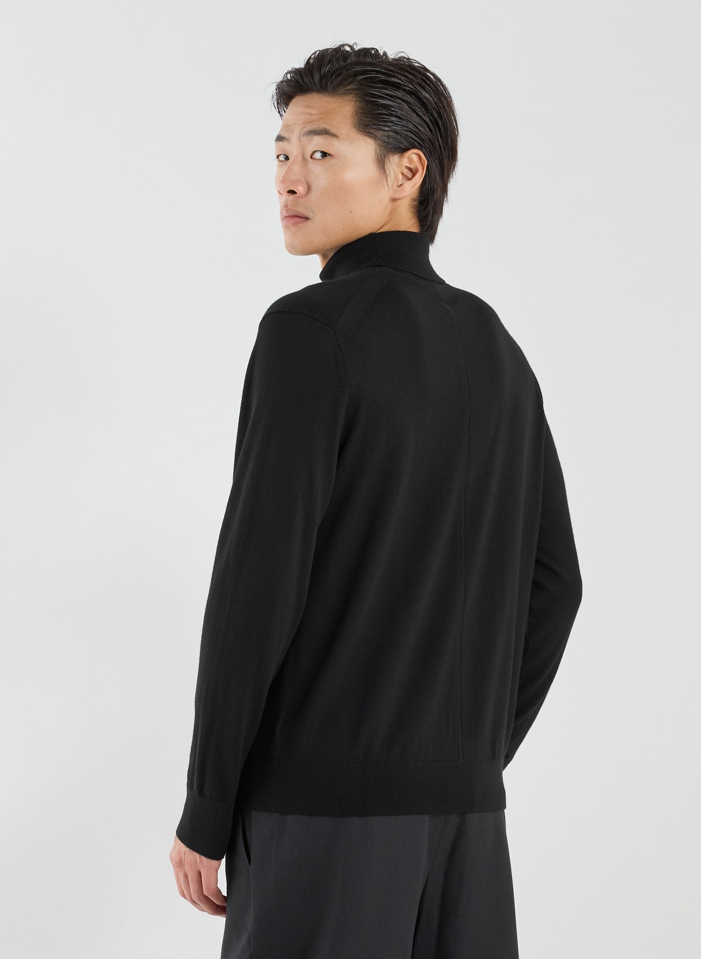 Pull à col roulé en laine mérinos CALVIN KLEIN Noir